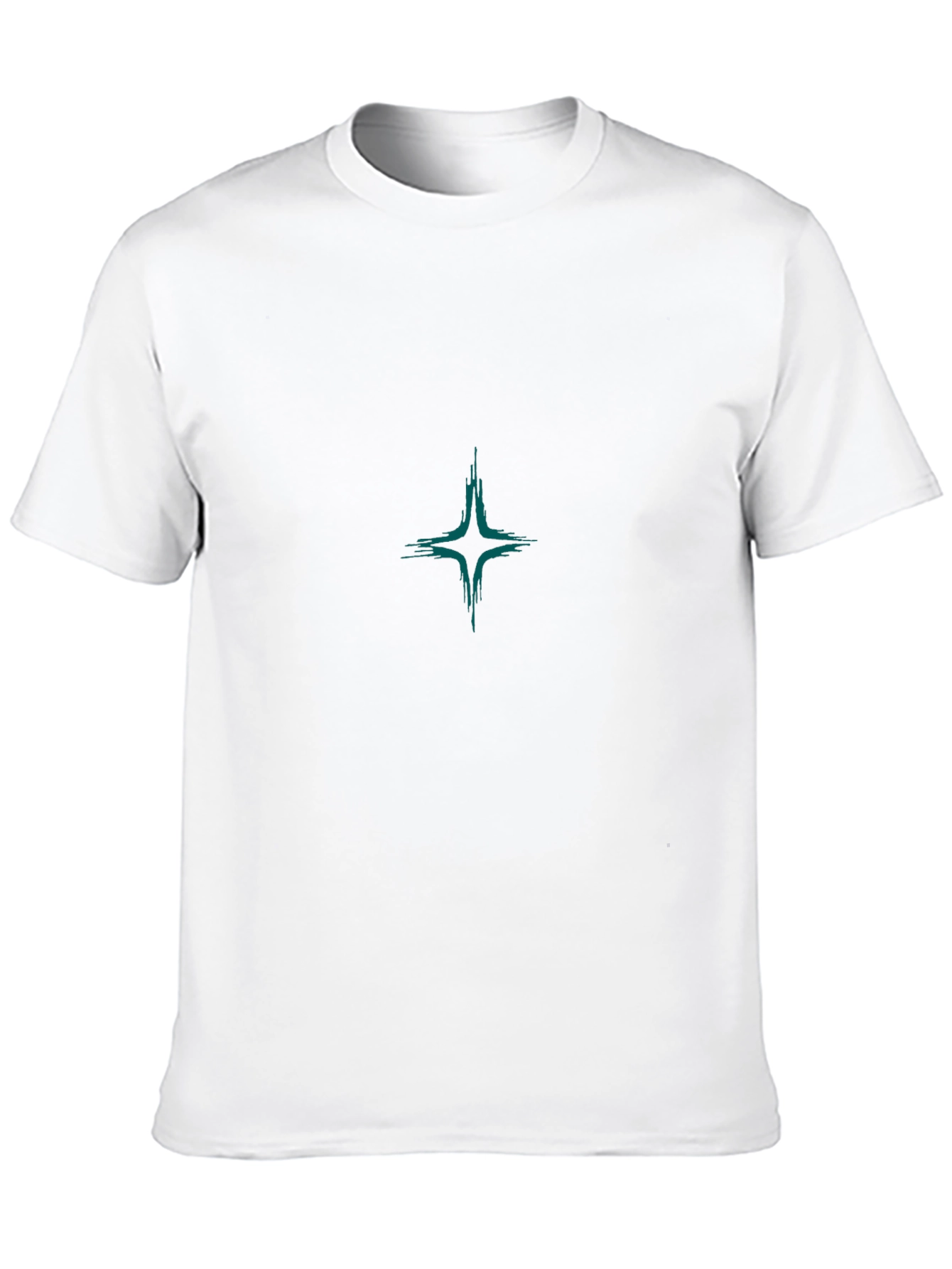 Black T-Shirt with Abstract Teal Star Graphic