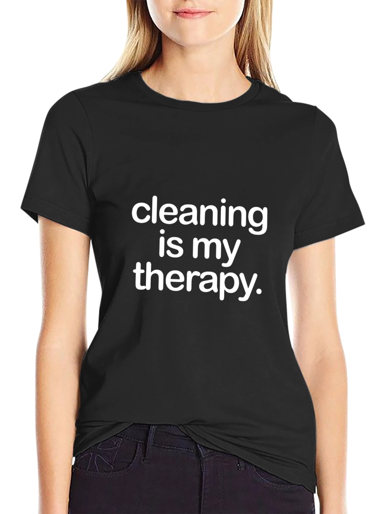 Cleaning is My Therapy T-Shirt - Black Tee