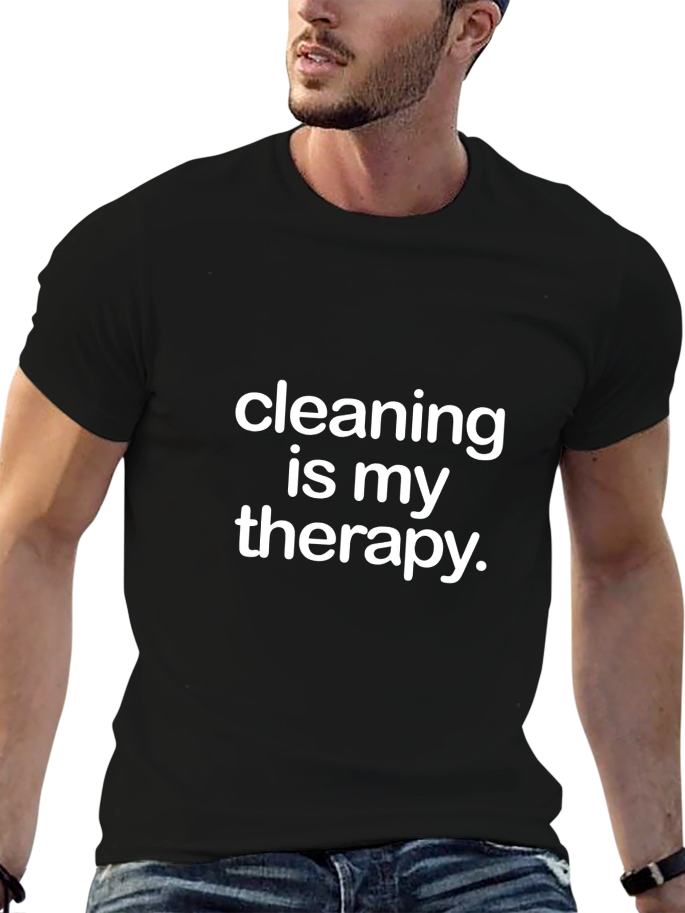 Cleaning is My Therapy T-Shirt - Black Tee