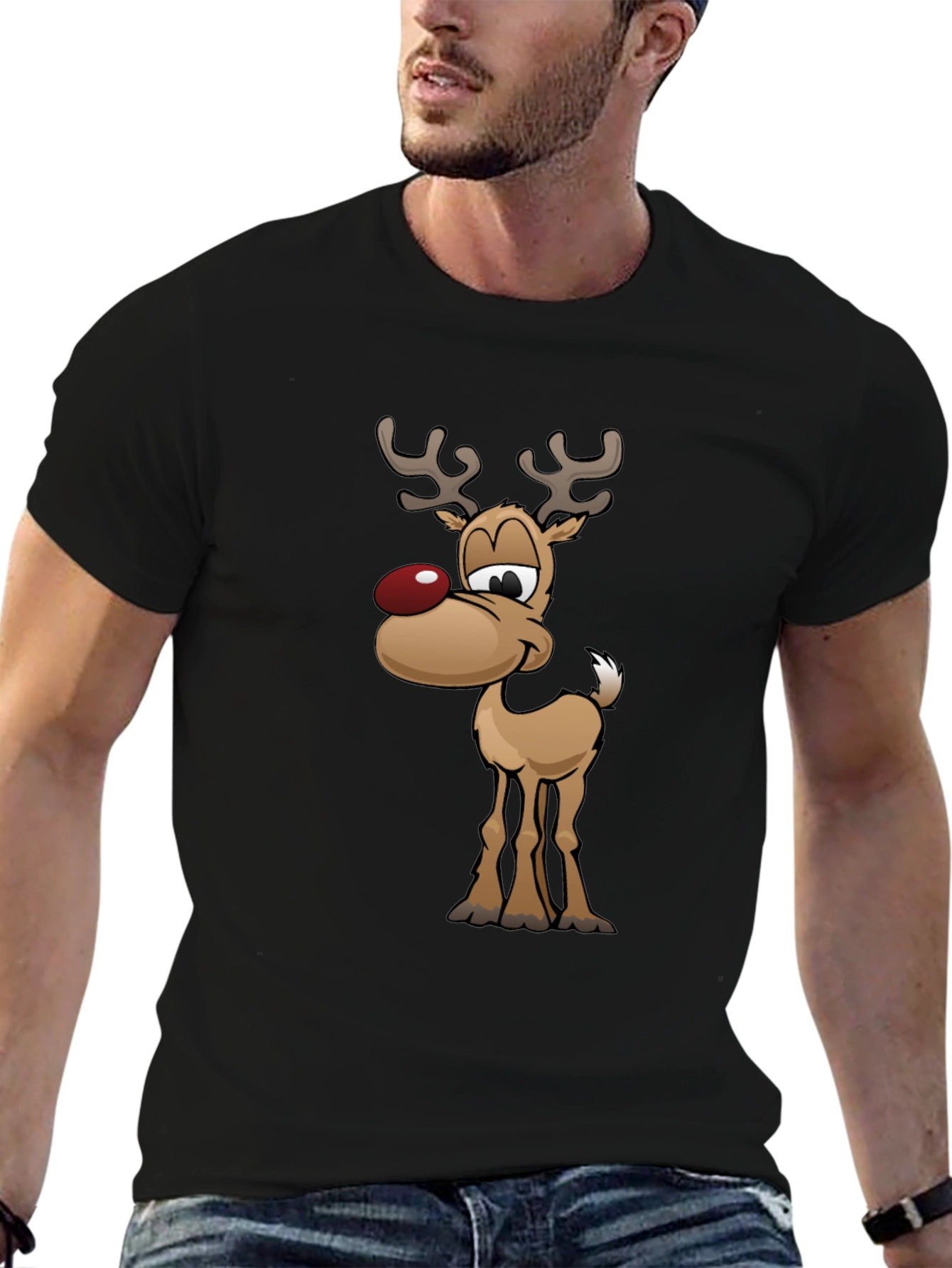 Festive Reindeer Graphic Tee - Holiday Fun!