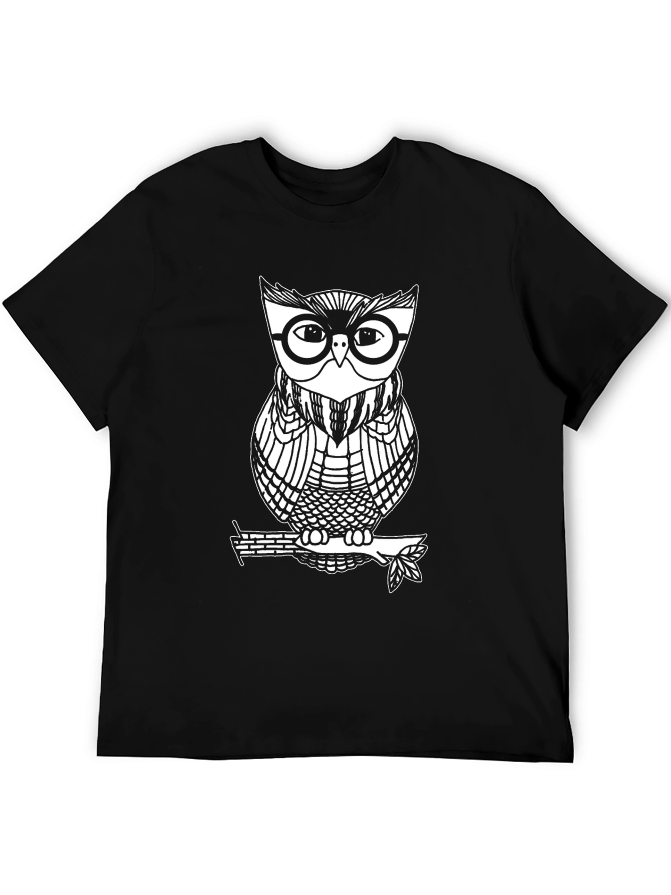 Cool Owl Graphic Tee - Black Cotton Blend
