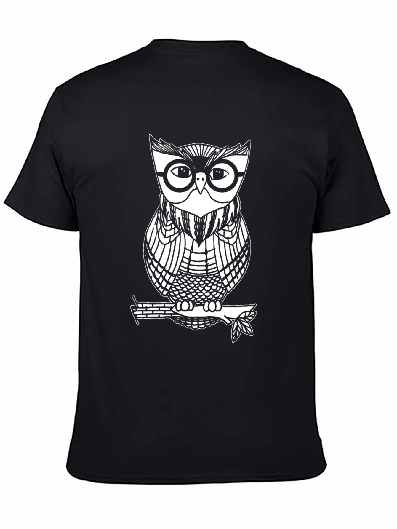 Cool Owl Graphic Tee - Black Cotton Blend