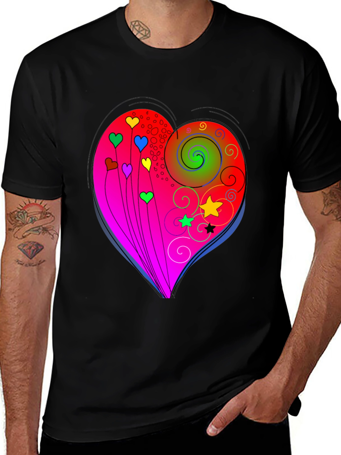 Heart Swirls Graphic T-Shirt - Stylish Casual Wear