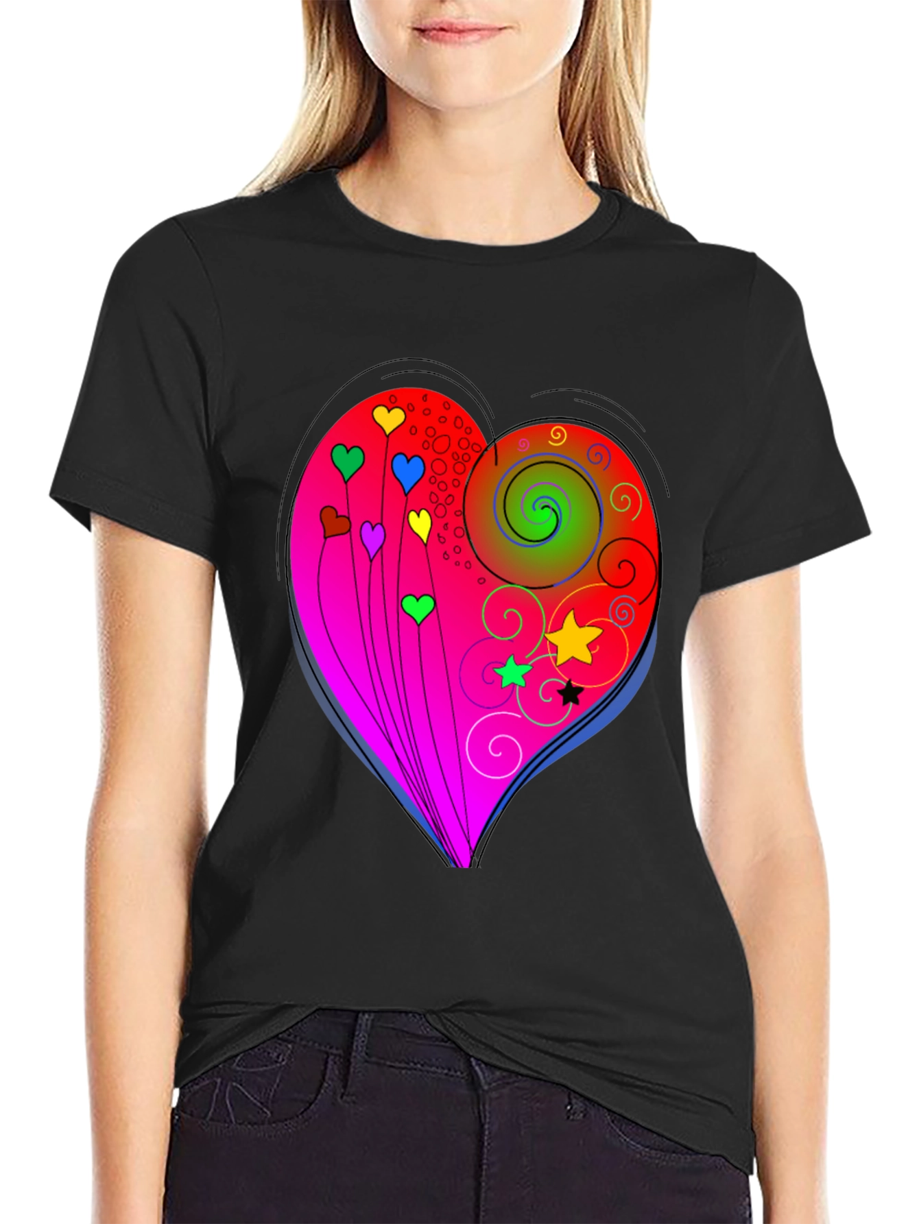 Heart Swirls Graphic T-Shirt - Stylish Casual Wear