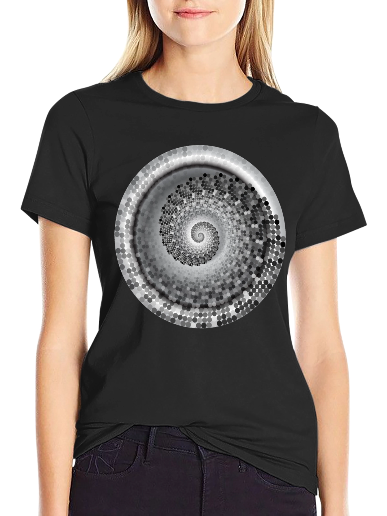 Hypnotic Spiral Graphic Tee - Modern Black T-Shirt