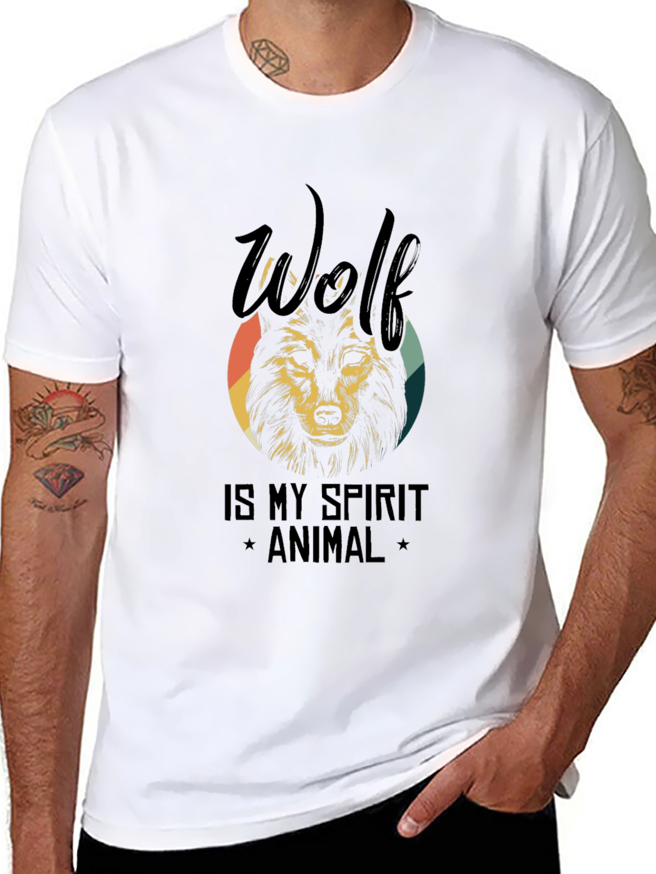 Wolf Spirit Animal Graphic Tee - Black