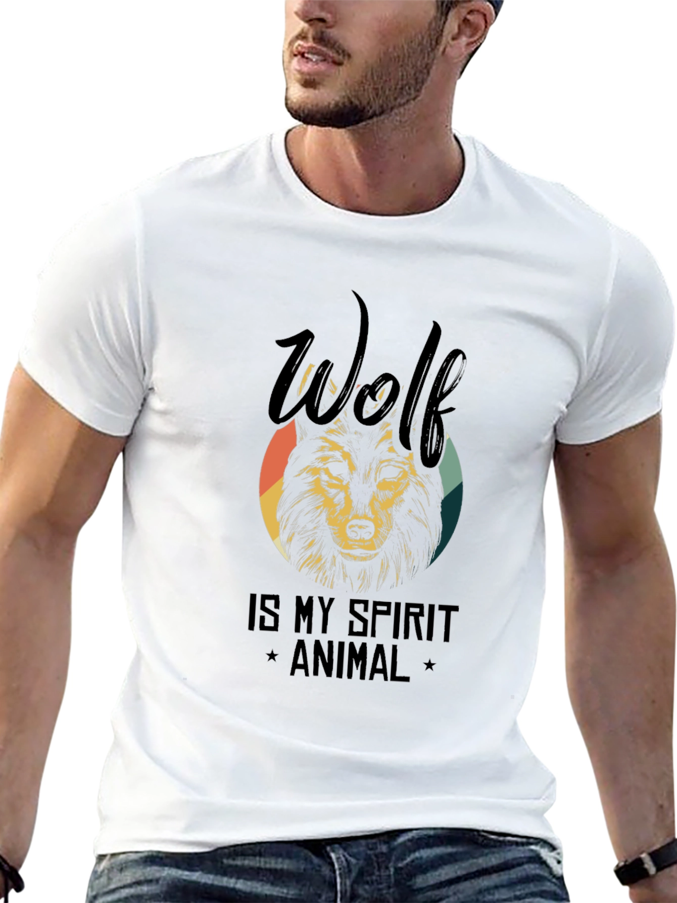 Wolf Spirit Animal Graphic Tee - Black