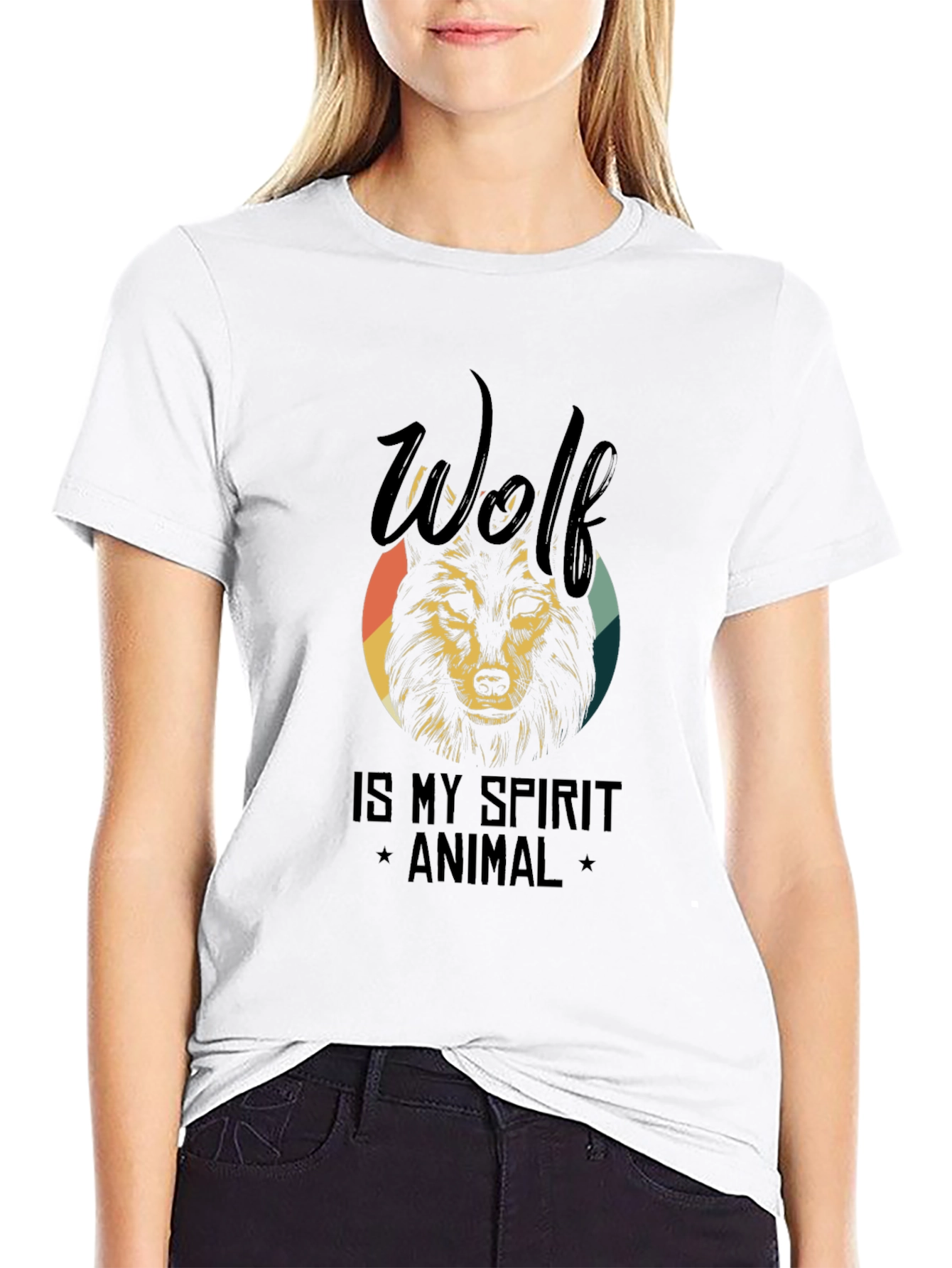 Wolf Spirit Animal Graphic Tee - Black