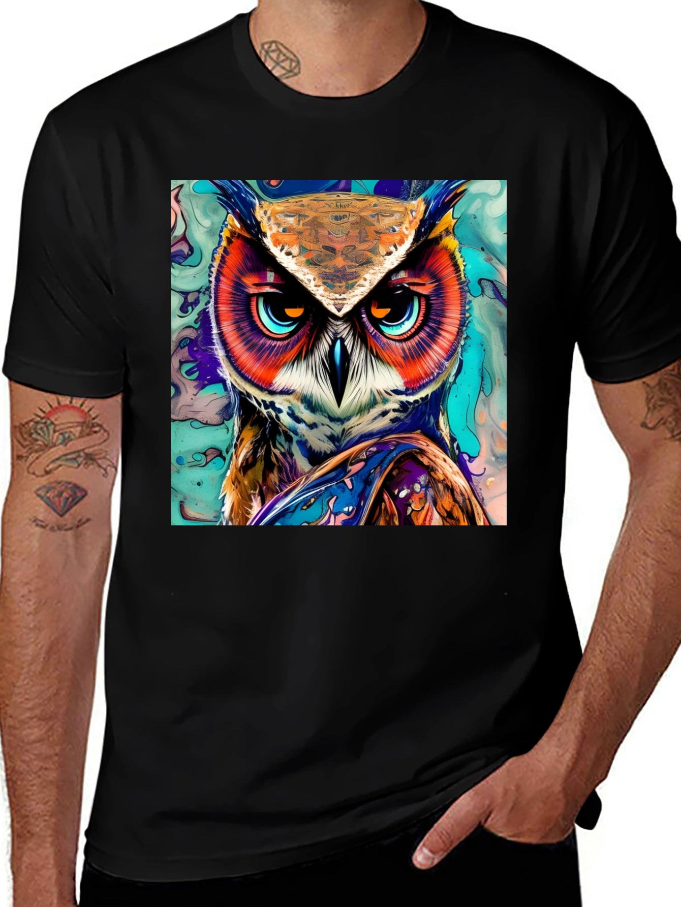 Owl Art Graphic Print T-Shirt