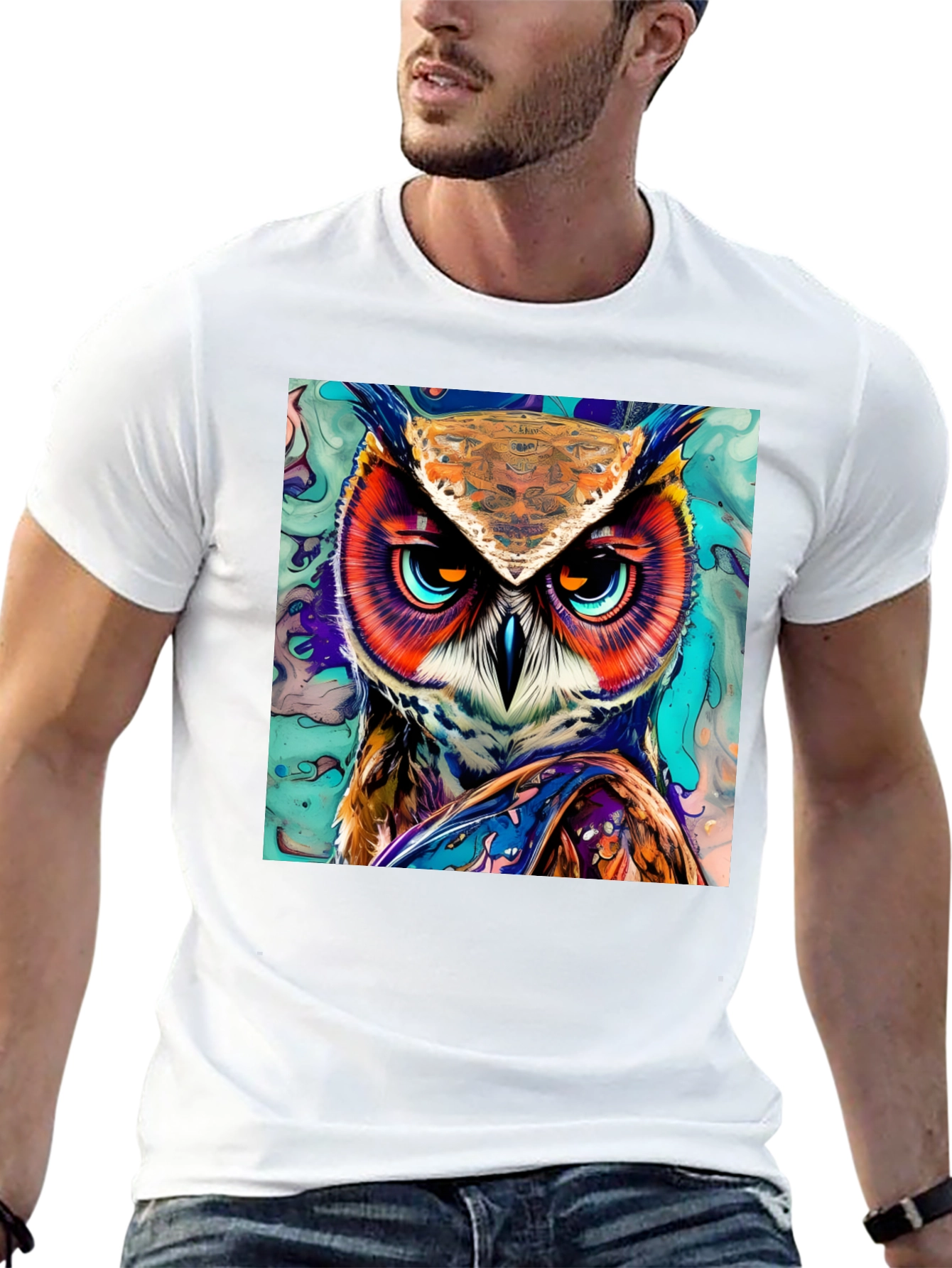 Owl Art Graphic Print T-Shirt
