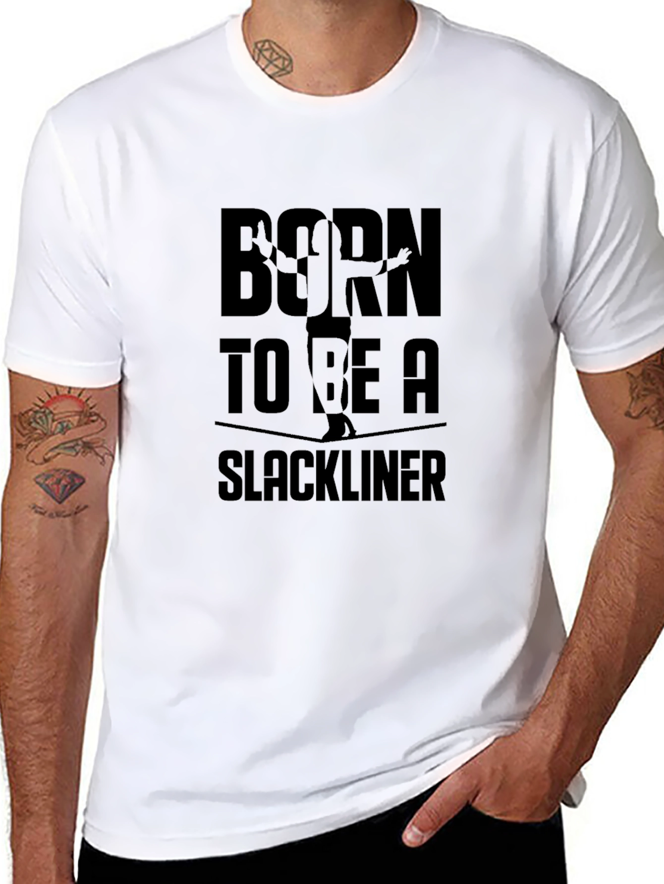 Born to be a Slackliner Black T-Shirt