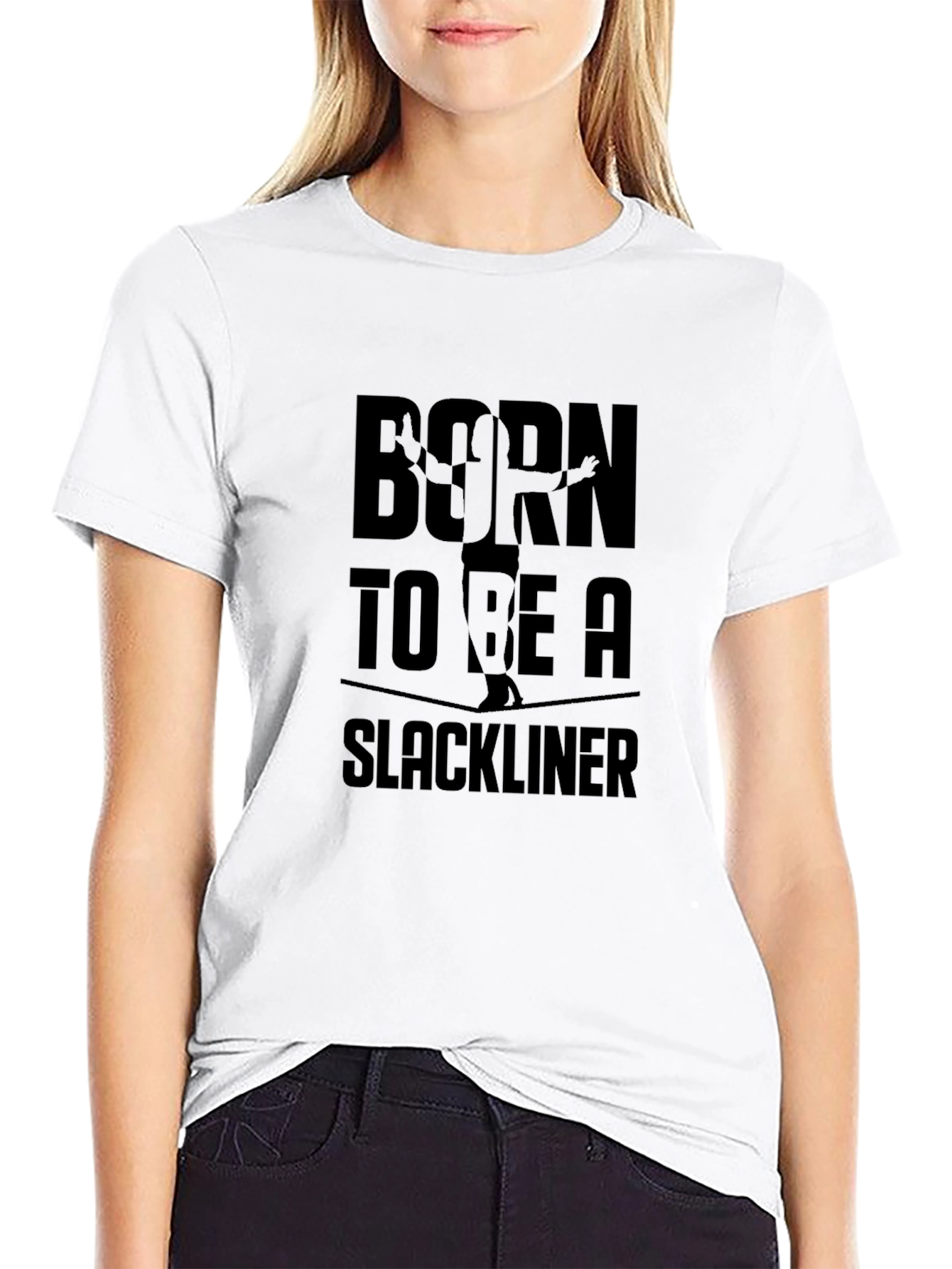 Born to be a Slackliner Black T-Shirt