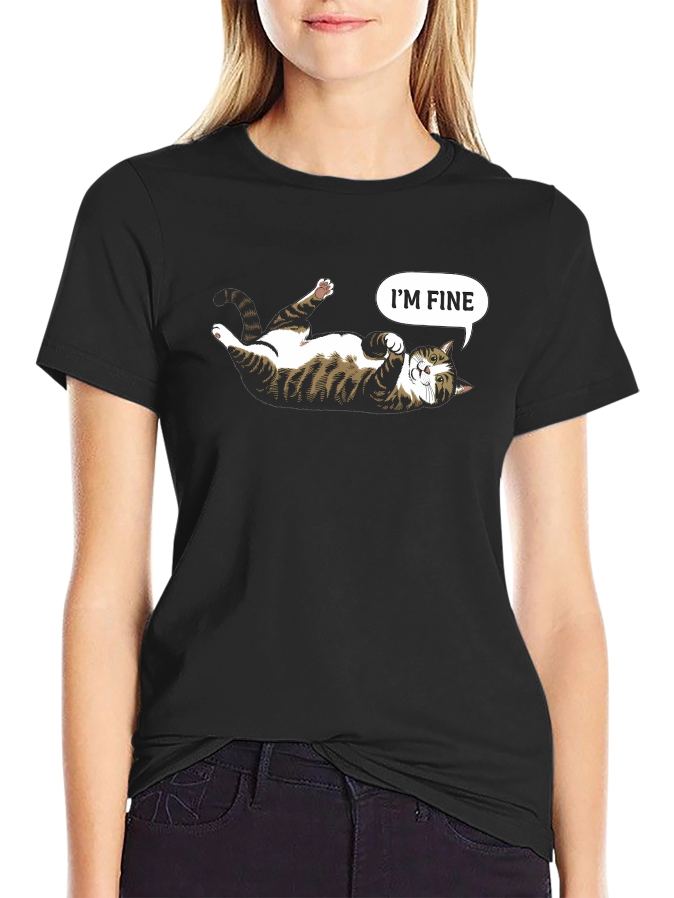 Funny Cat Graphic Tee - Im Fine T-Shirt