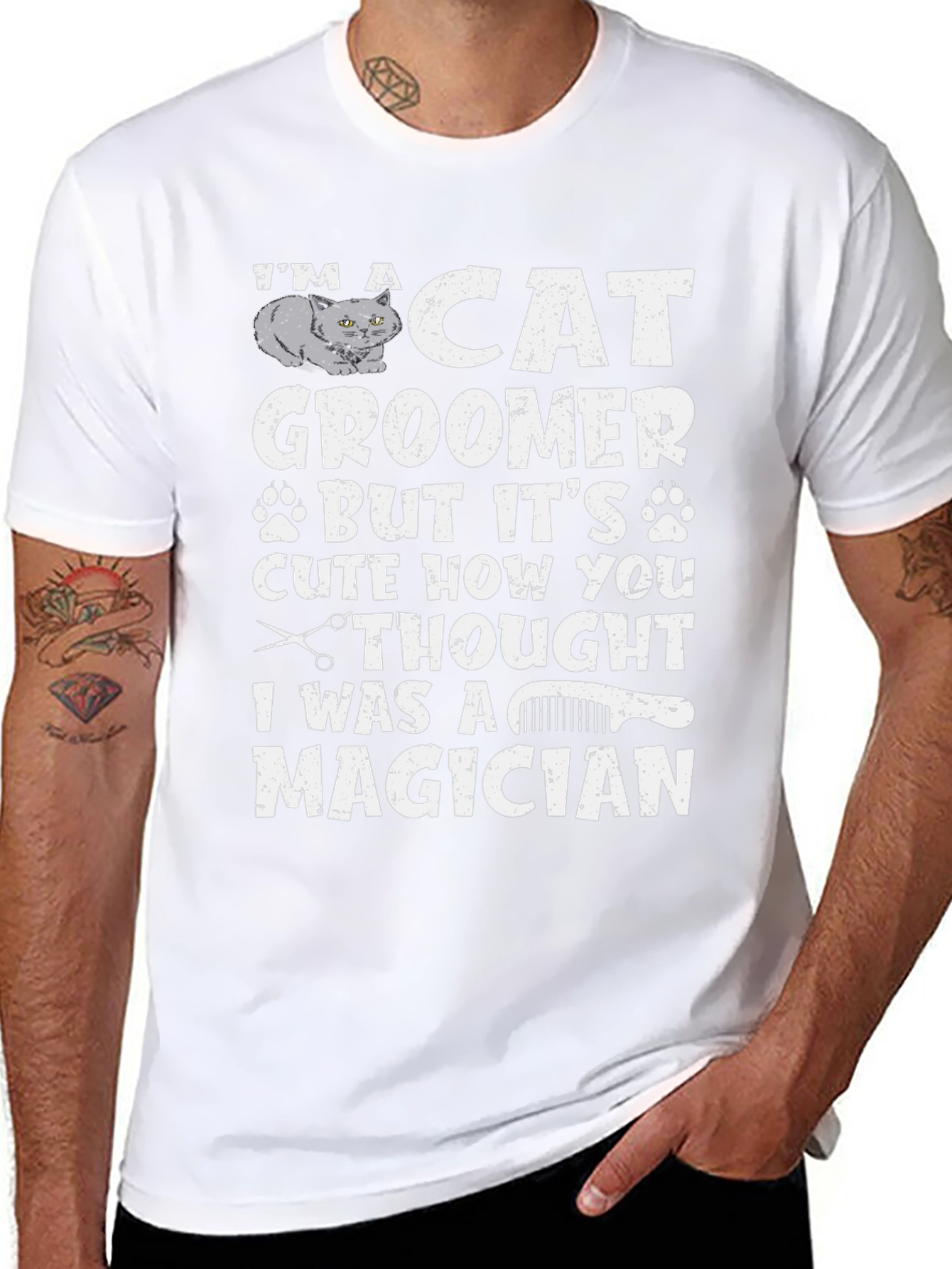 Cat Groomer Magician T-Shirt Funny Pet Salon Gift
