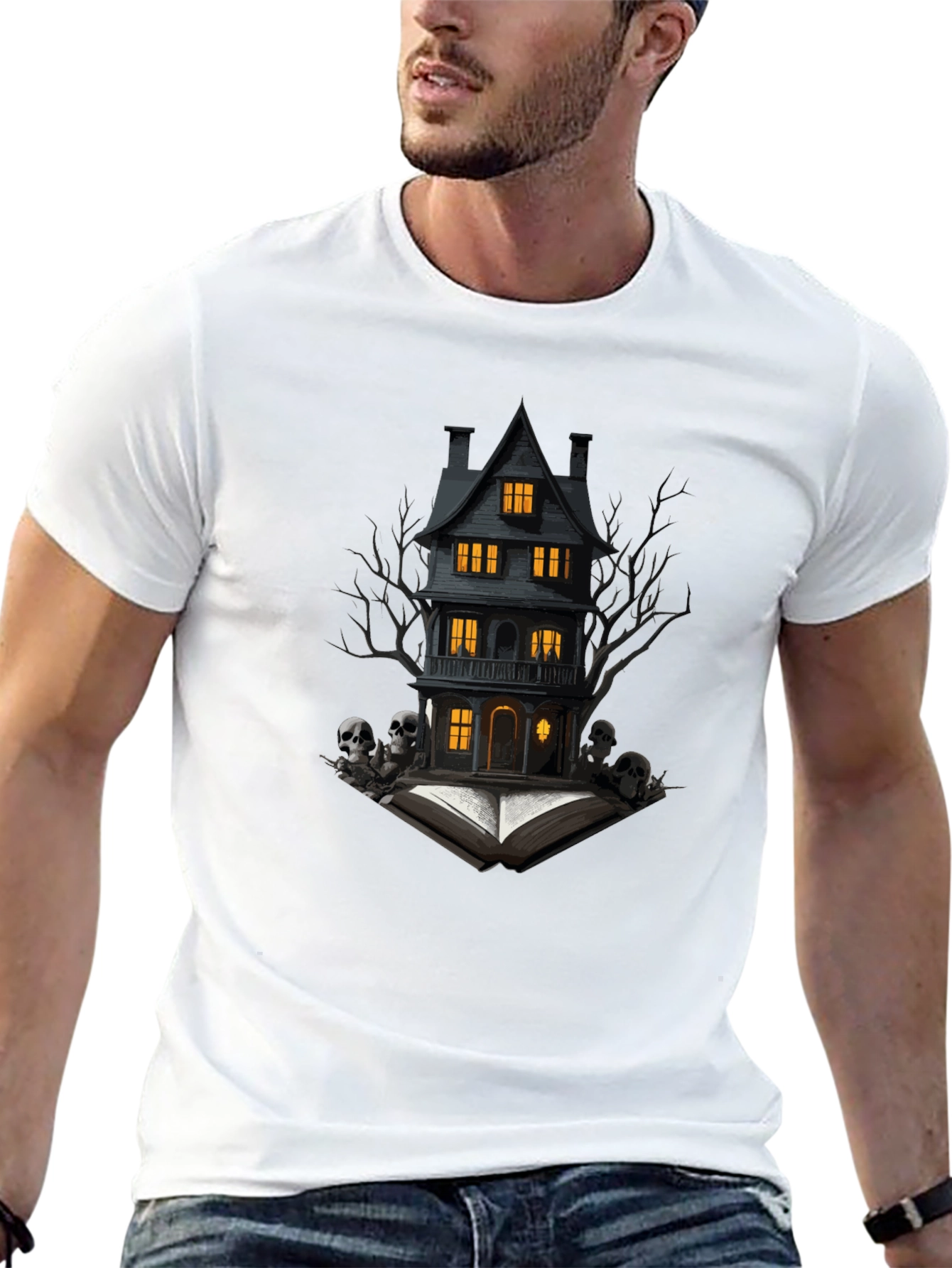 Spooky Haunted House Graphic Tee - Halloween Shirt