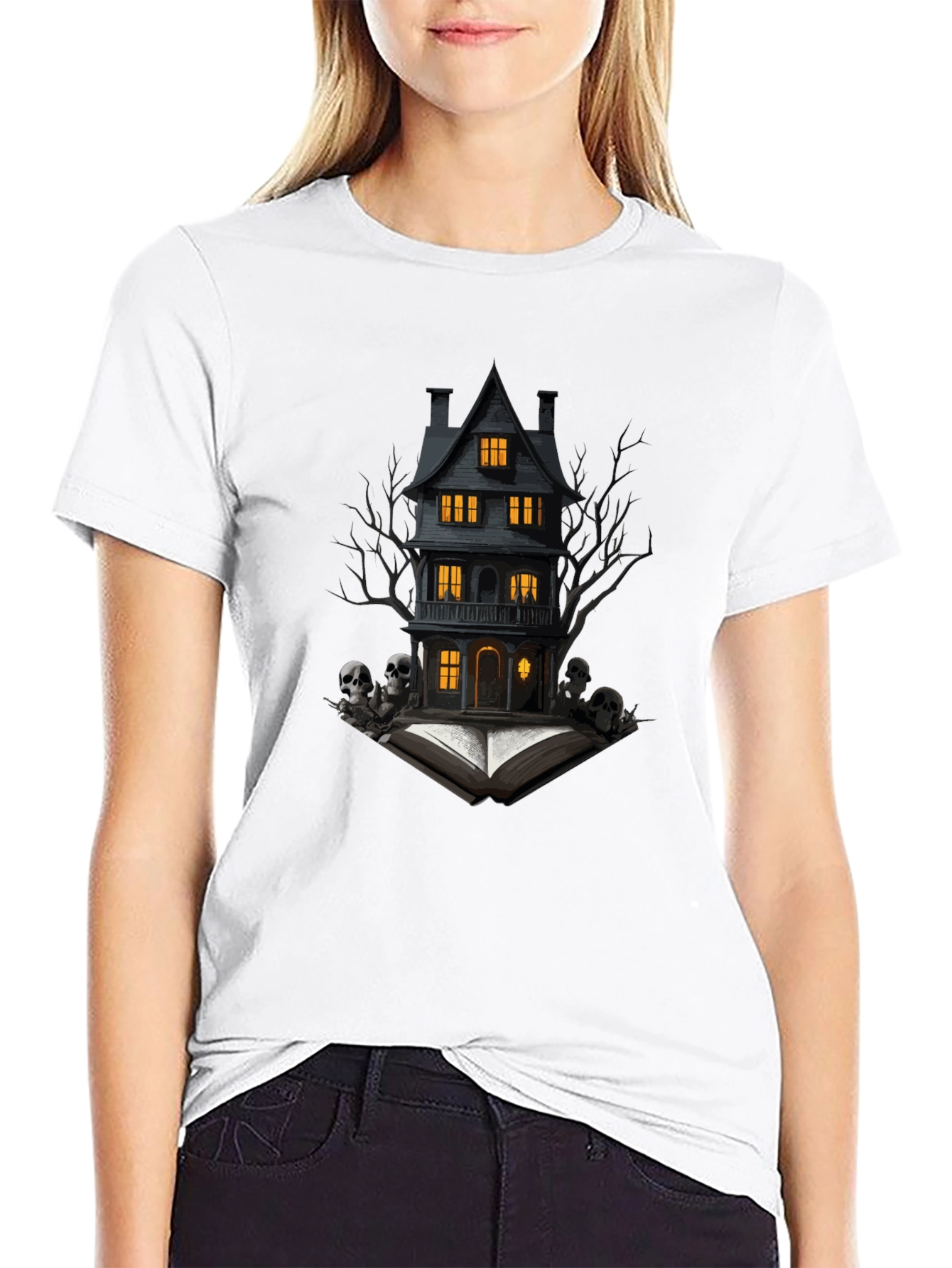 Spooky Haunted House Graphic Tee - Halloween Shirt
