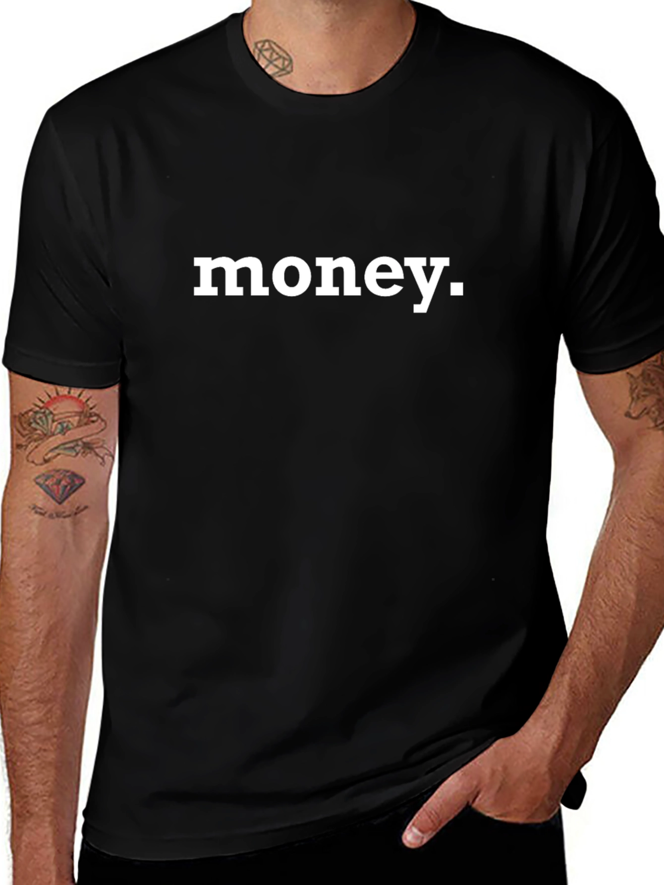 Money Graphic Black T-Shirt for Men