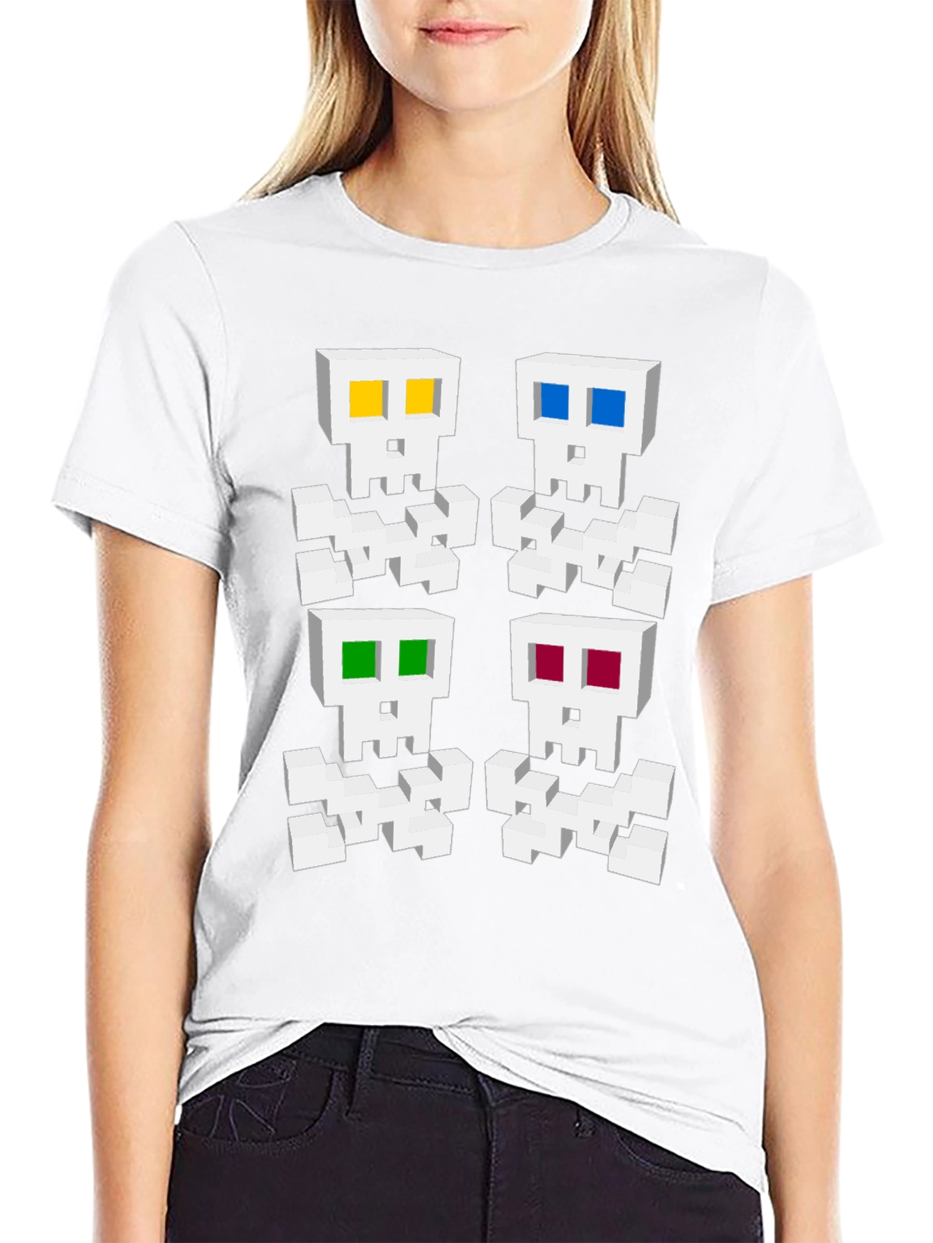 Pixelated Skull Graphic Tee - Unique Gamer Style