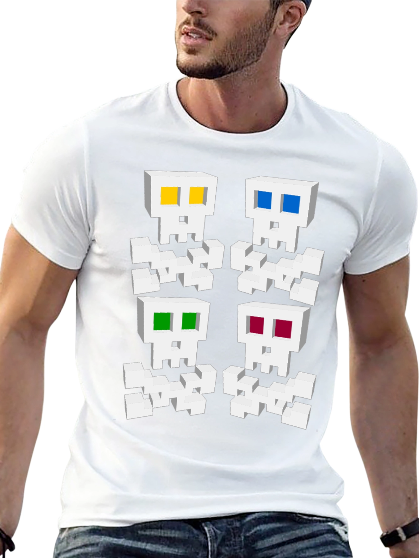 Pixelated Skull Graphic Tee - Unique Gamer Style