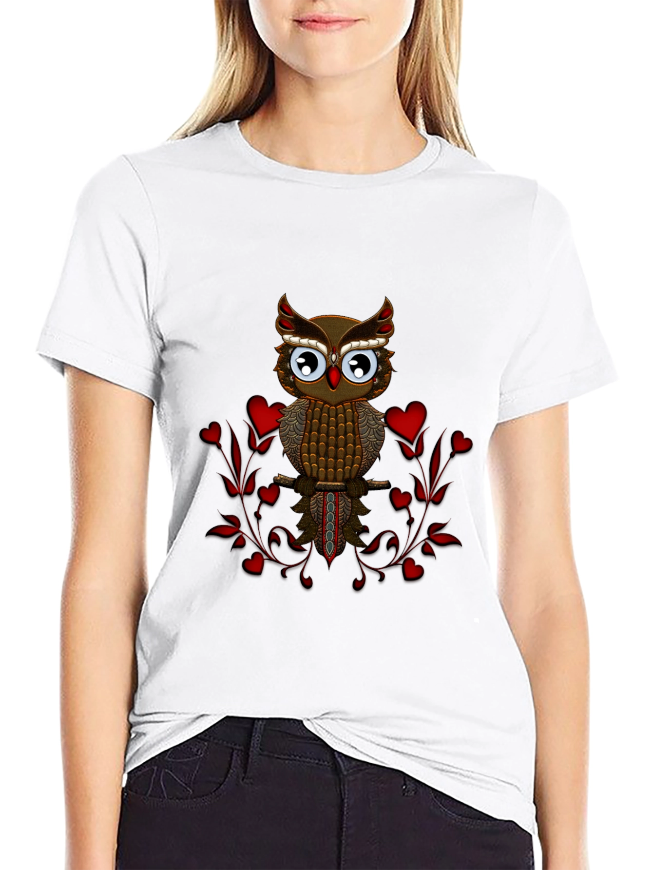 Owl Heart T-Shirt - Graphic Print Tee