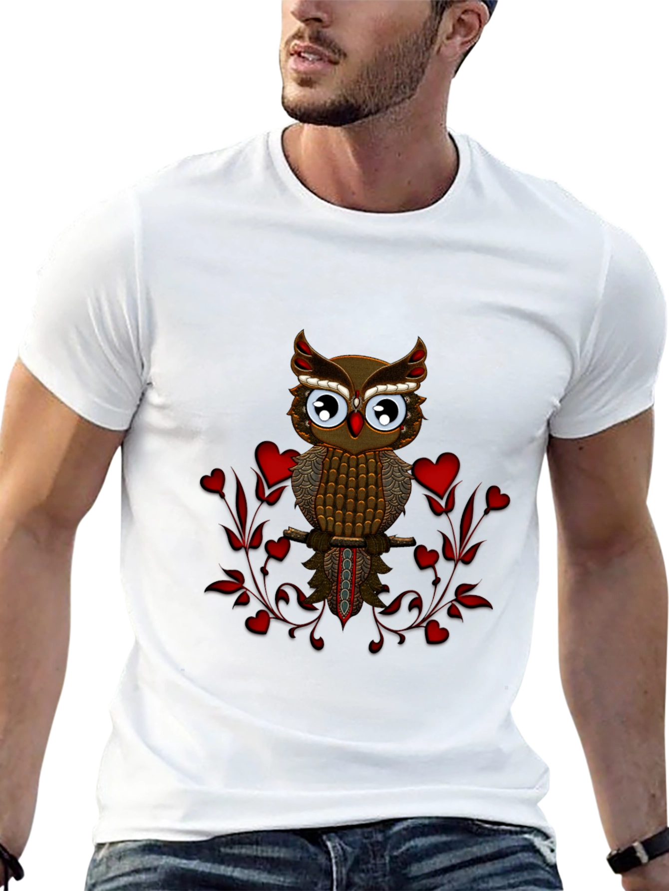 Owl Heart T-Shirt - Graphic Print Tee