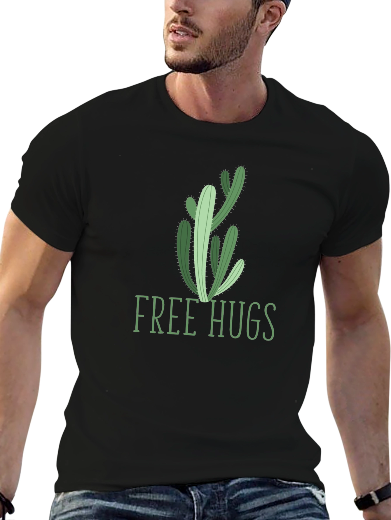 Free Hugs Cactus Graphic Tee - Unisex Cotton T-Shirt