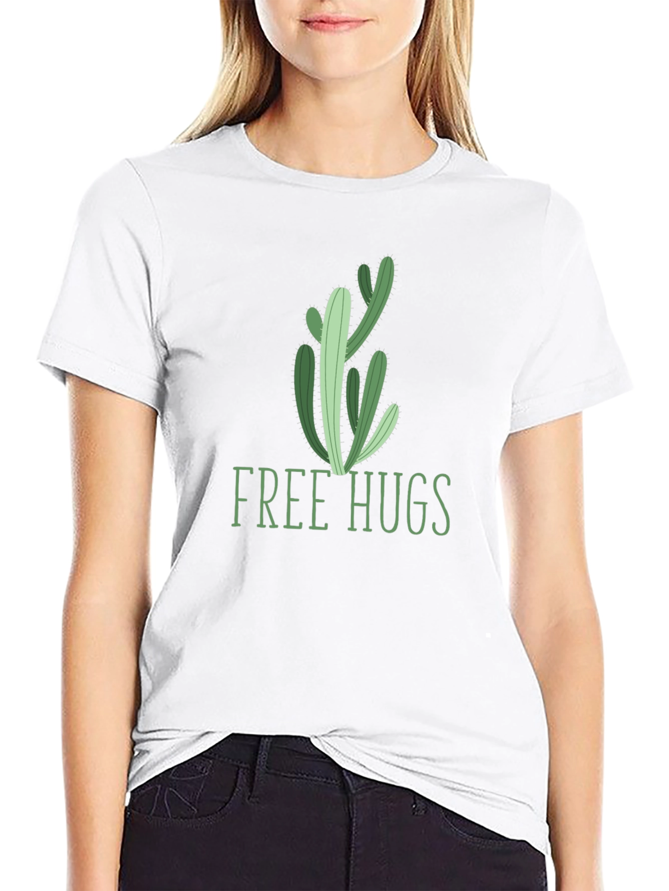 Free Hugs Cactus Graphic Tee - Unisex Cotton T-Shirt