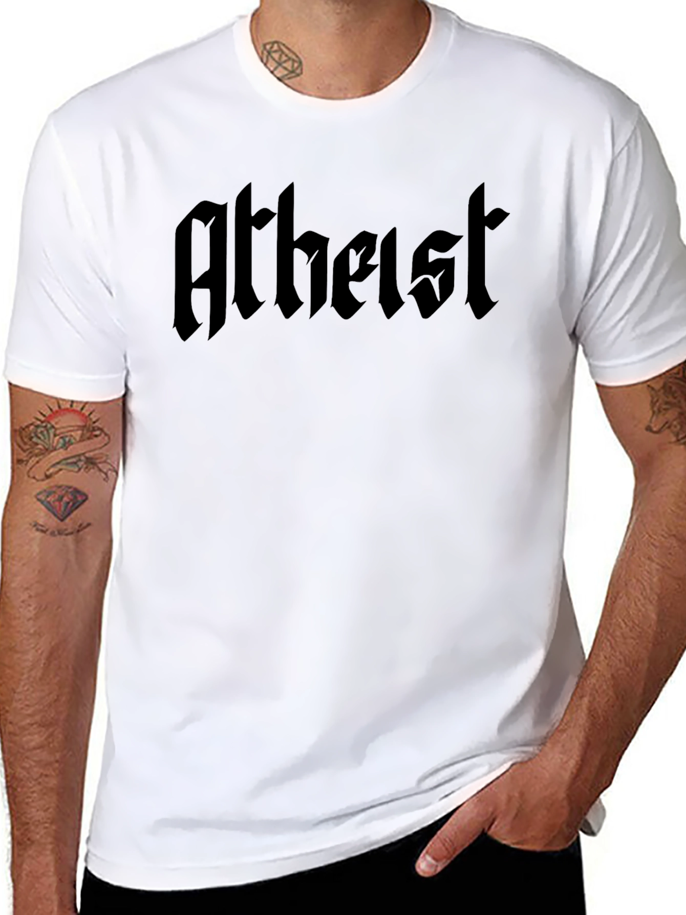 Atheist T-Shirt - Bold Gothic Font Black Tee