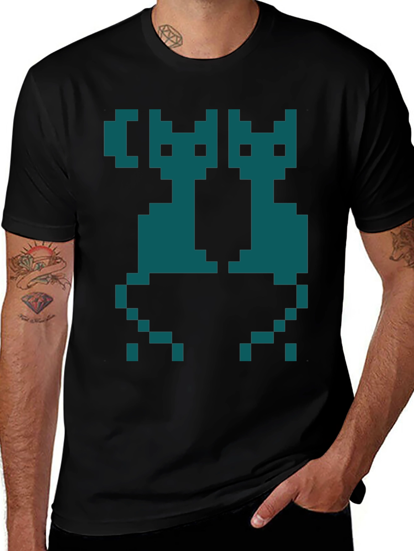 Pixel Cats Graphic T-Shirt - Retro Gaming Style