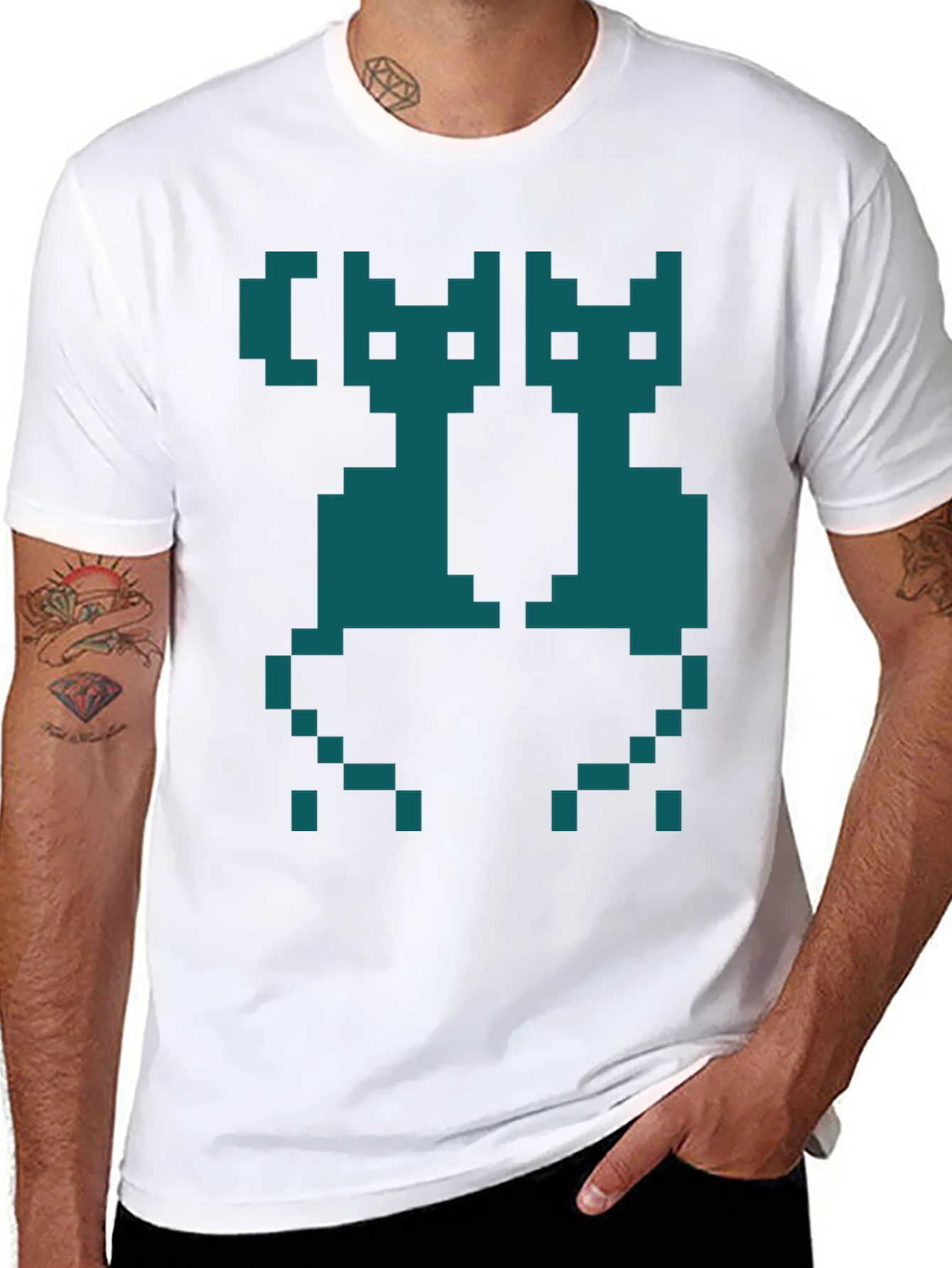 Pixel Cats Graphic T-Shirt - Retro Gaming Style
