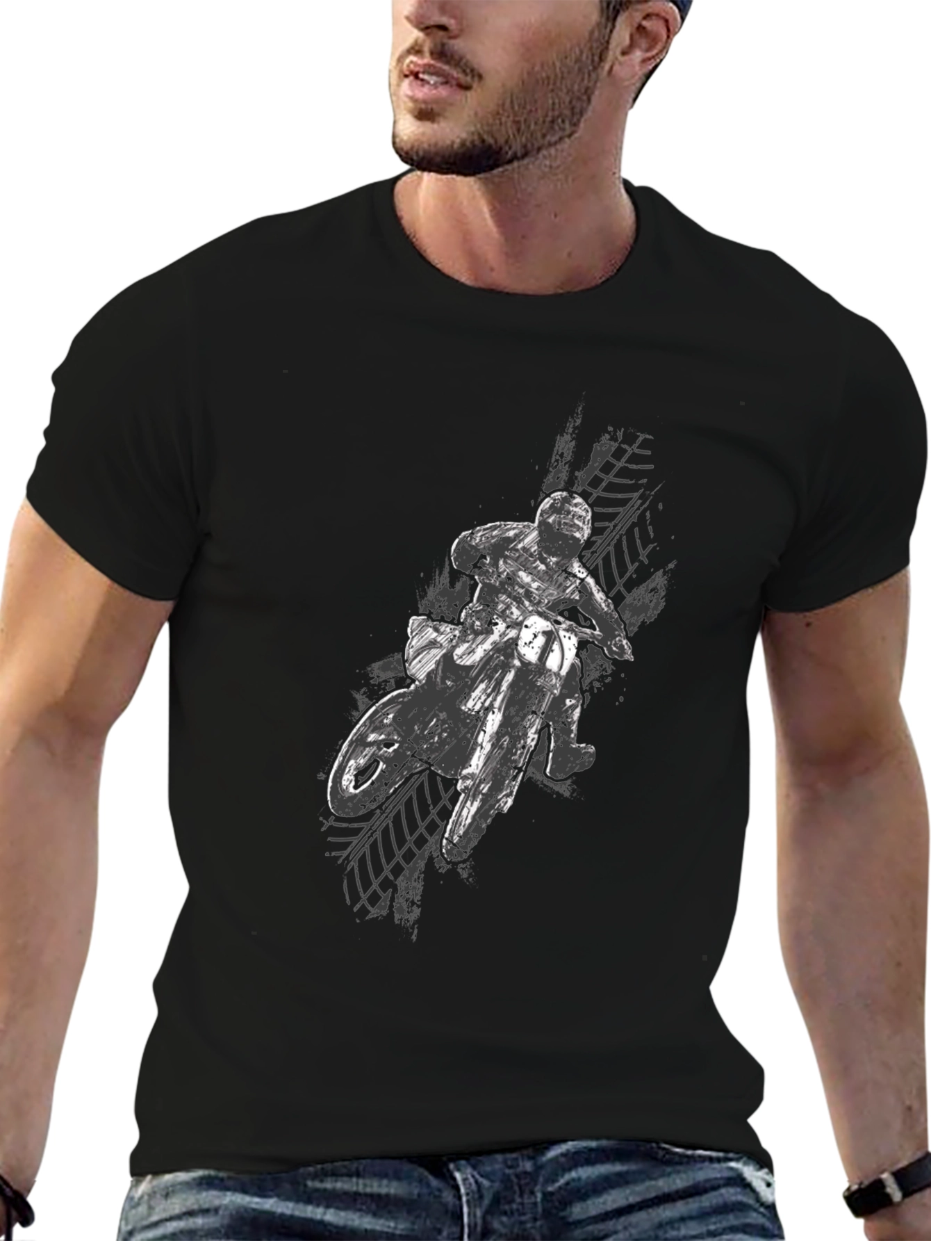 Dirt Bike Rider Graphic Black T-Shirt