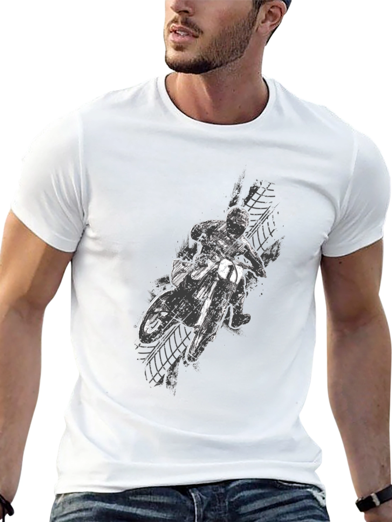 Dirt Bike Rider Graphic Black T-Shirt
