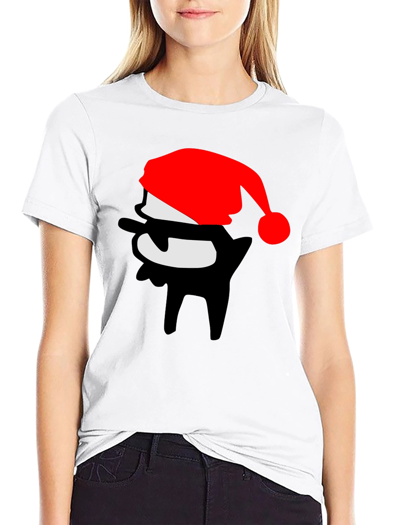 Festive Dab Santa T-Shirt - Black Crew Neck