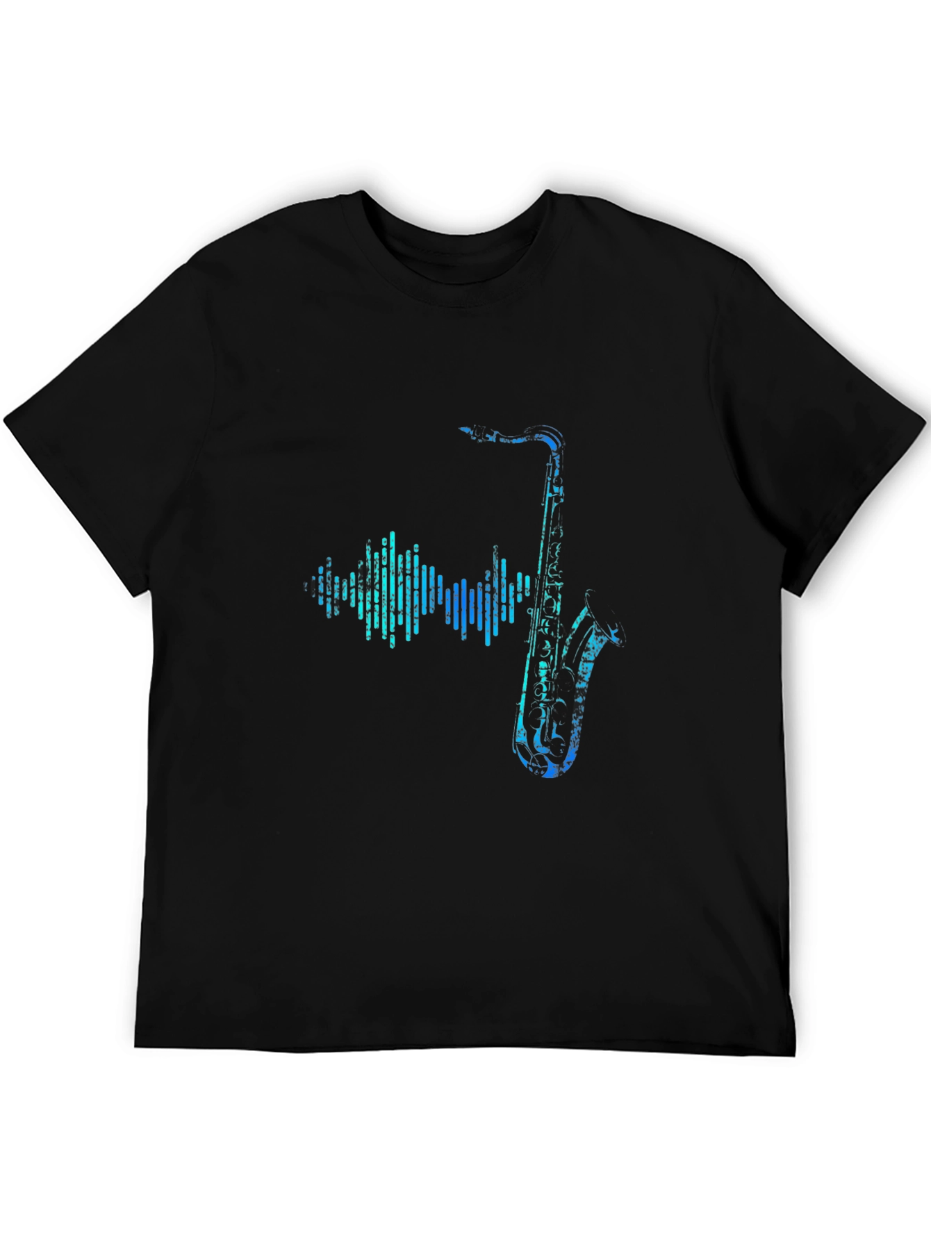 Saxophone Soundwave Graphic Tee - Black Cotton