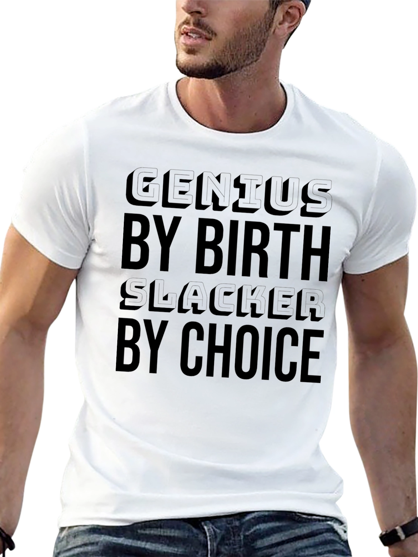 Genius By Birth Slacker By Choice Black Graphic Tee