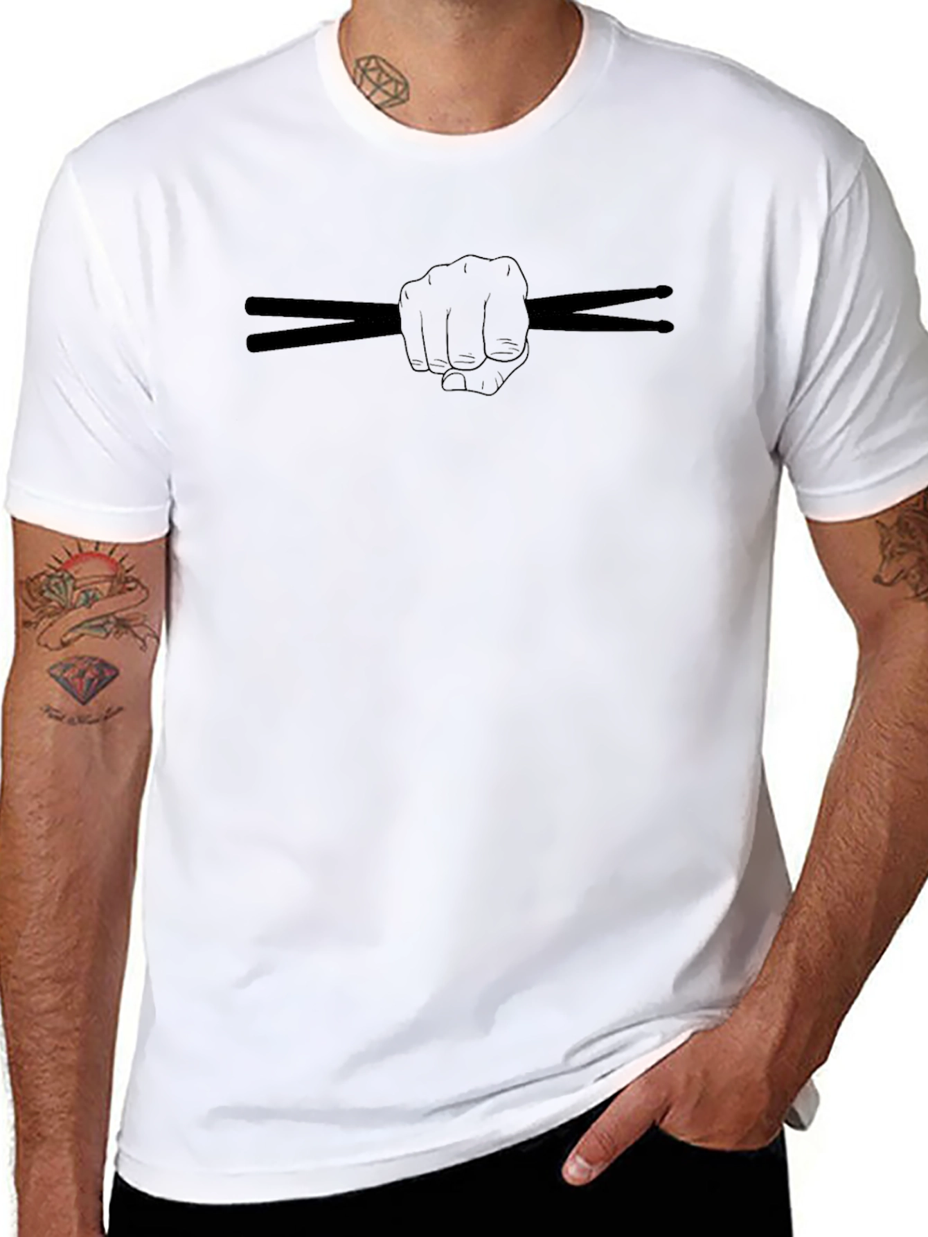 Drummer Fist Drumsticks Graphic T-Shirt