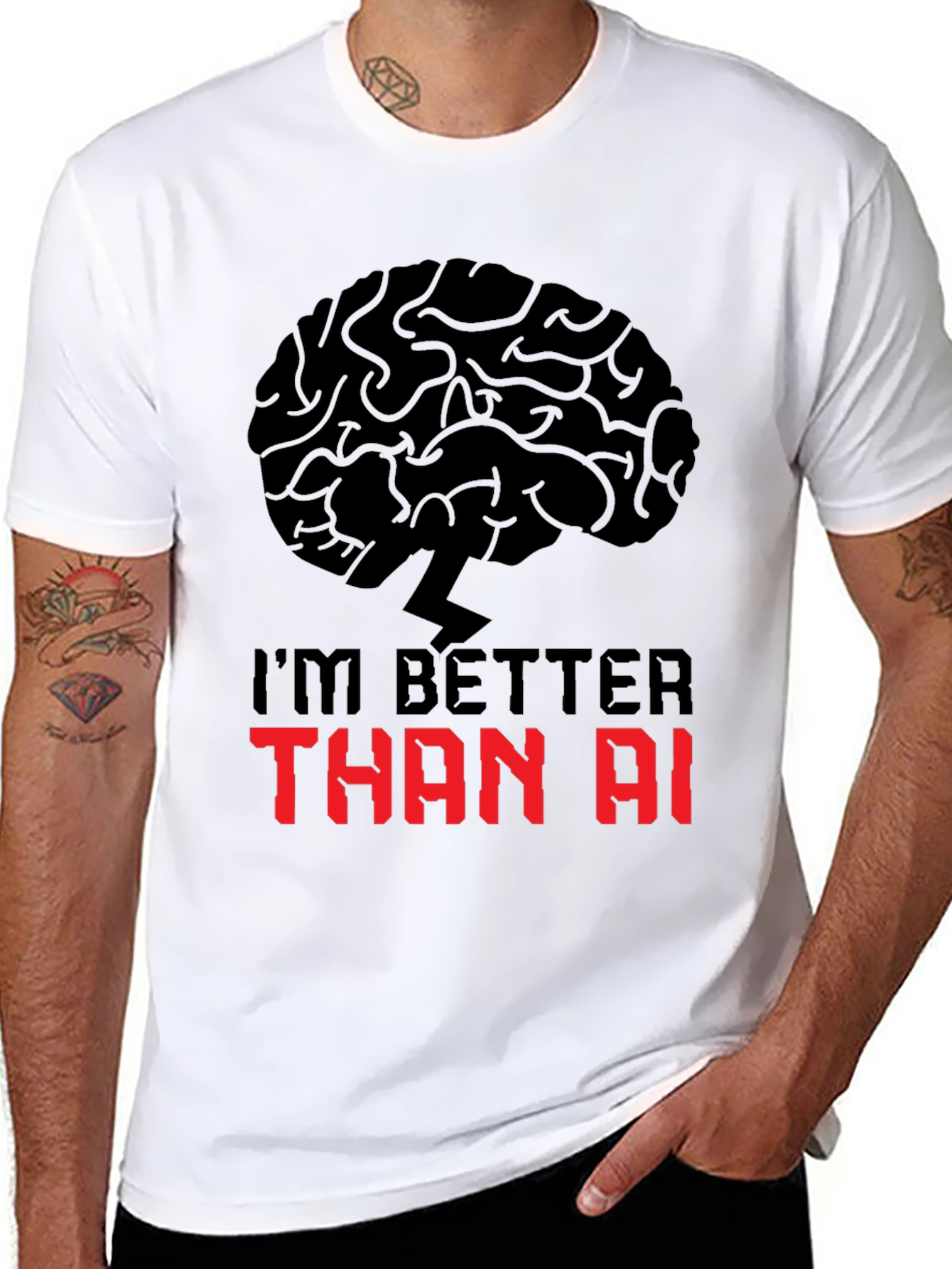 Im Better Than AI T-Shirt - Brain Power Design