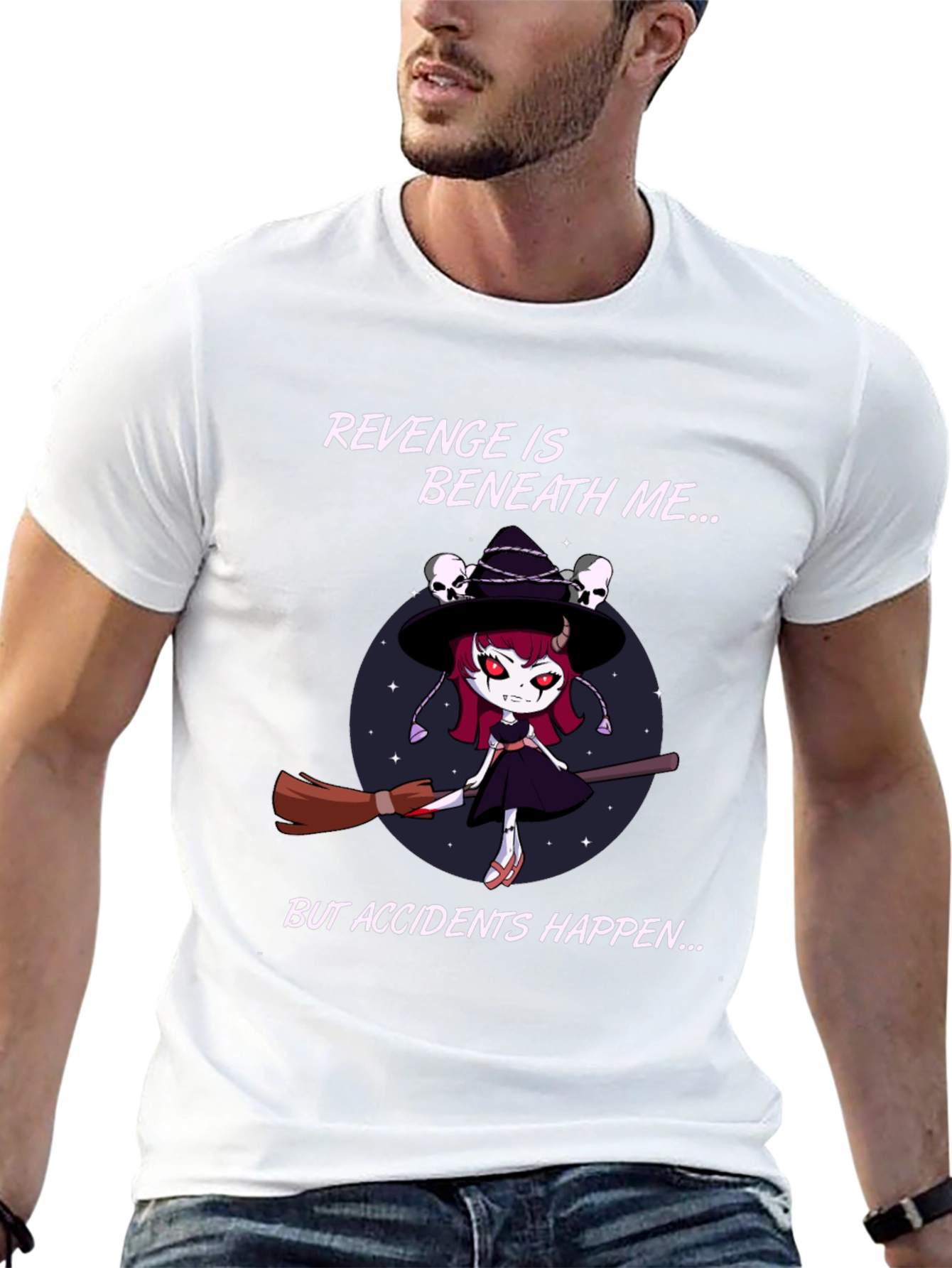 Revenge Witch T-Shirt: Accidents Happen - Black Cotton Tee