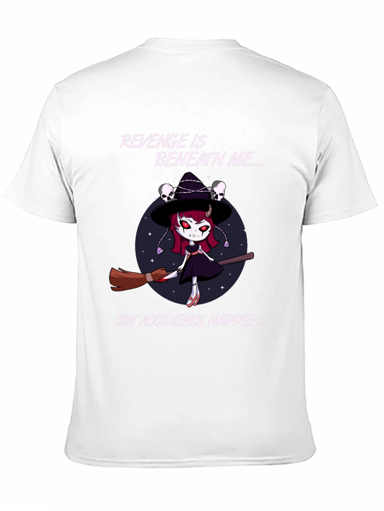 Revenge Witch T-Shirt: Accidents Happen - Black Cotton Tee