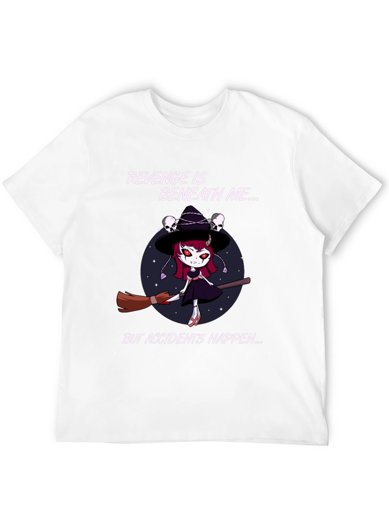 Revenge Witch T-Shirt: Accidents Happen - Black Cotton Tee