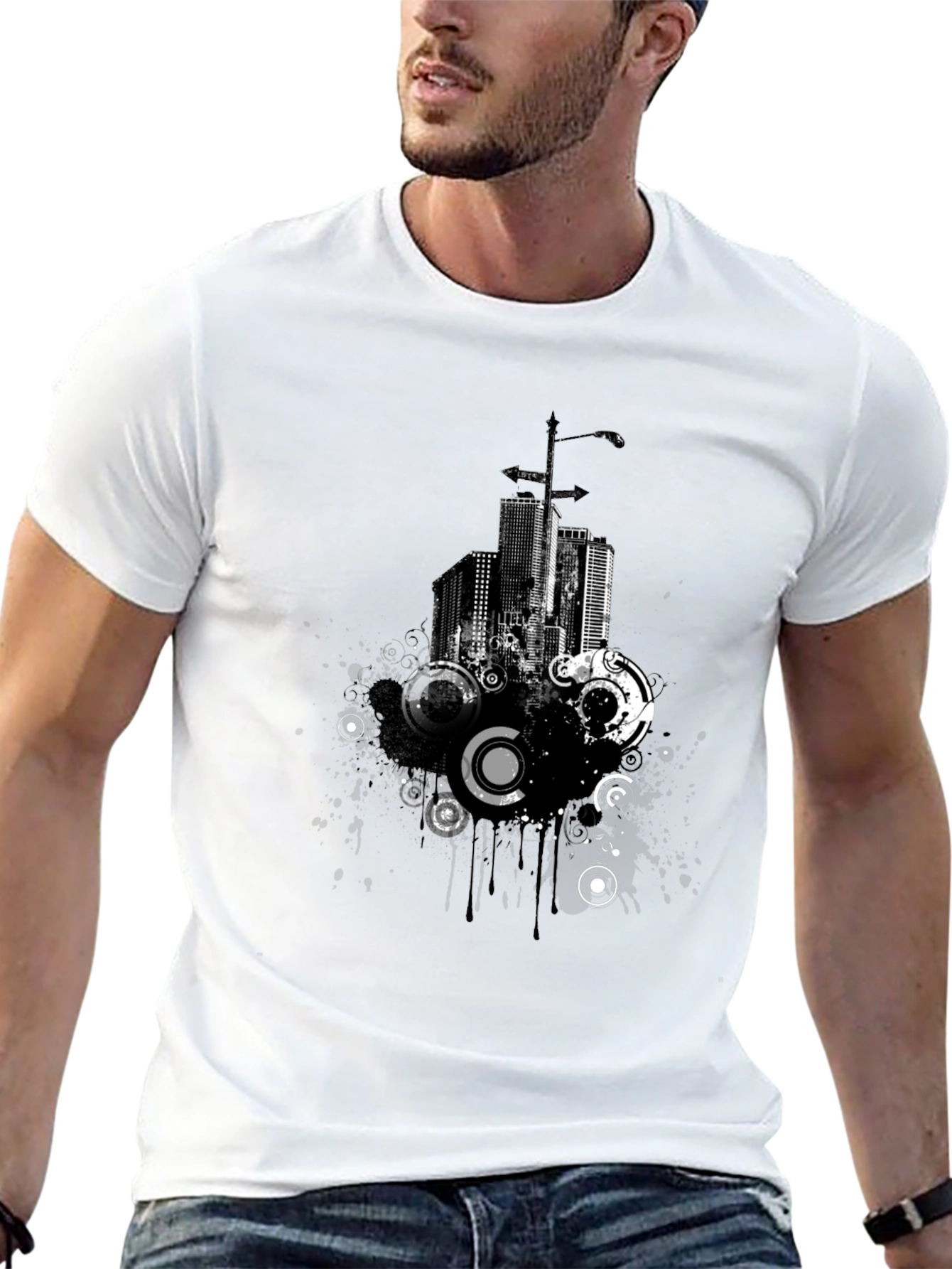 Urban Pulse Graphic Tee - Modern Cityscape Design
