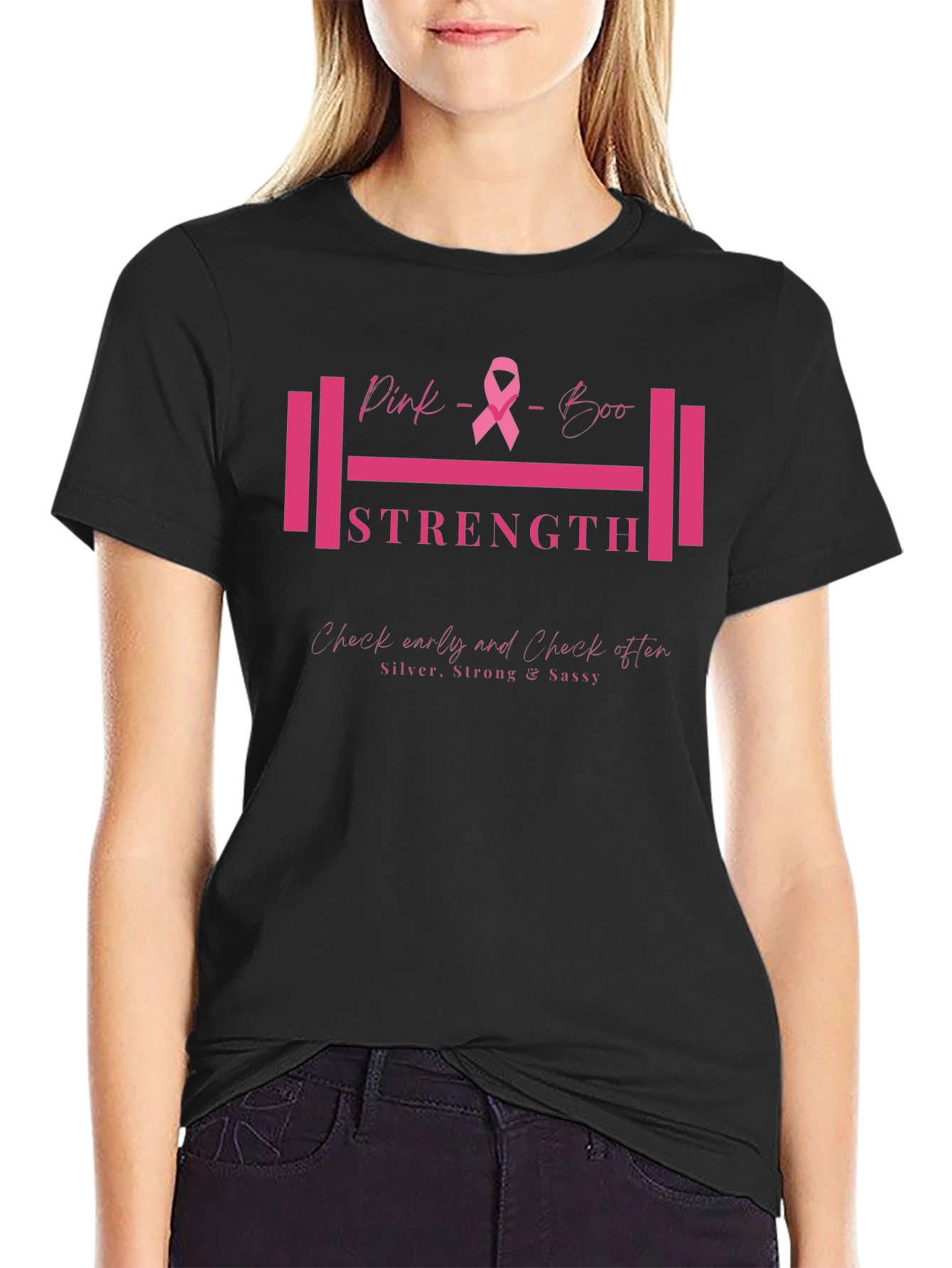 Pink Boo Strength Breast Cancer Awareness T-Shirt