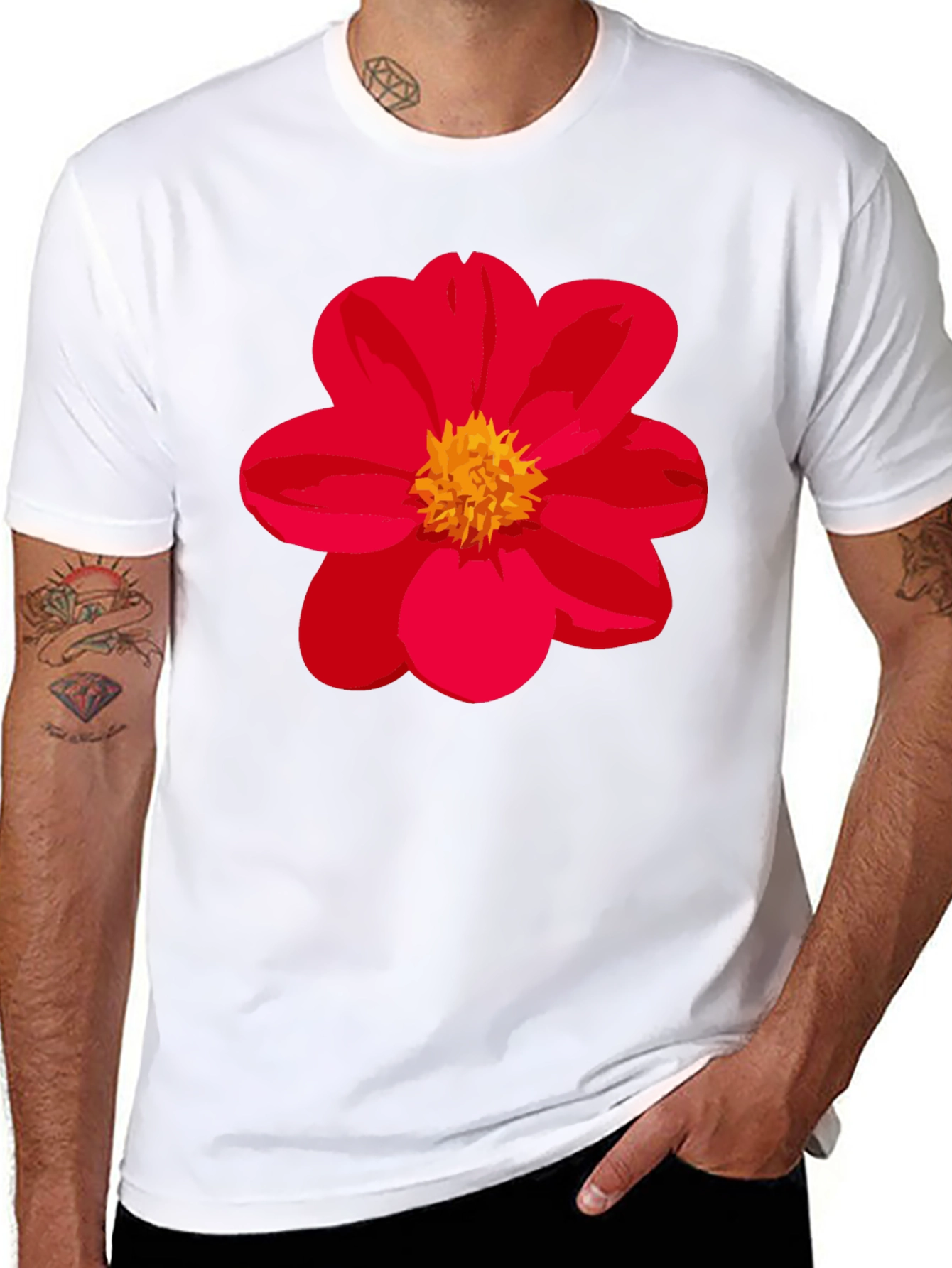 Floral Graphic Tee - Bold Red Flower Shirt
