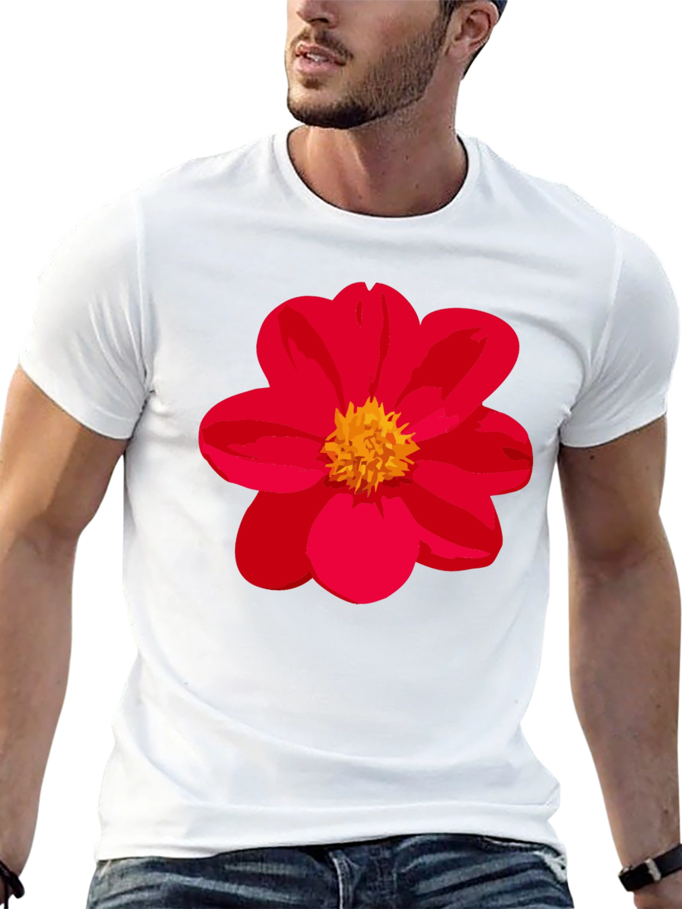 Floral Graphic Tee - Bold Red Flower Shirt