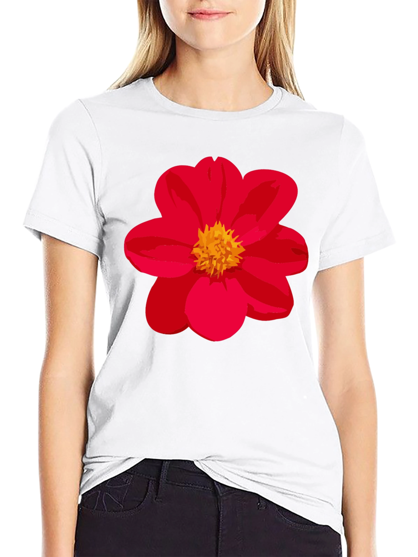 Floral Graphic Tee - Bold Red Flower Shirt