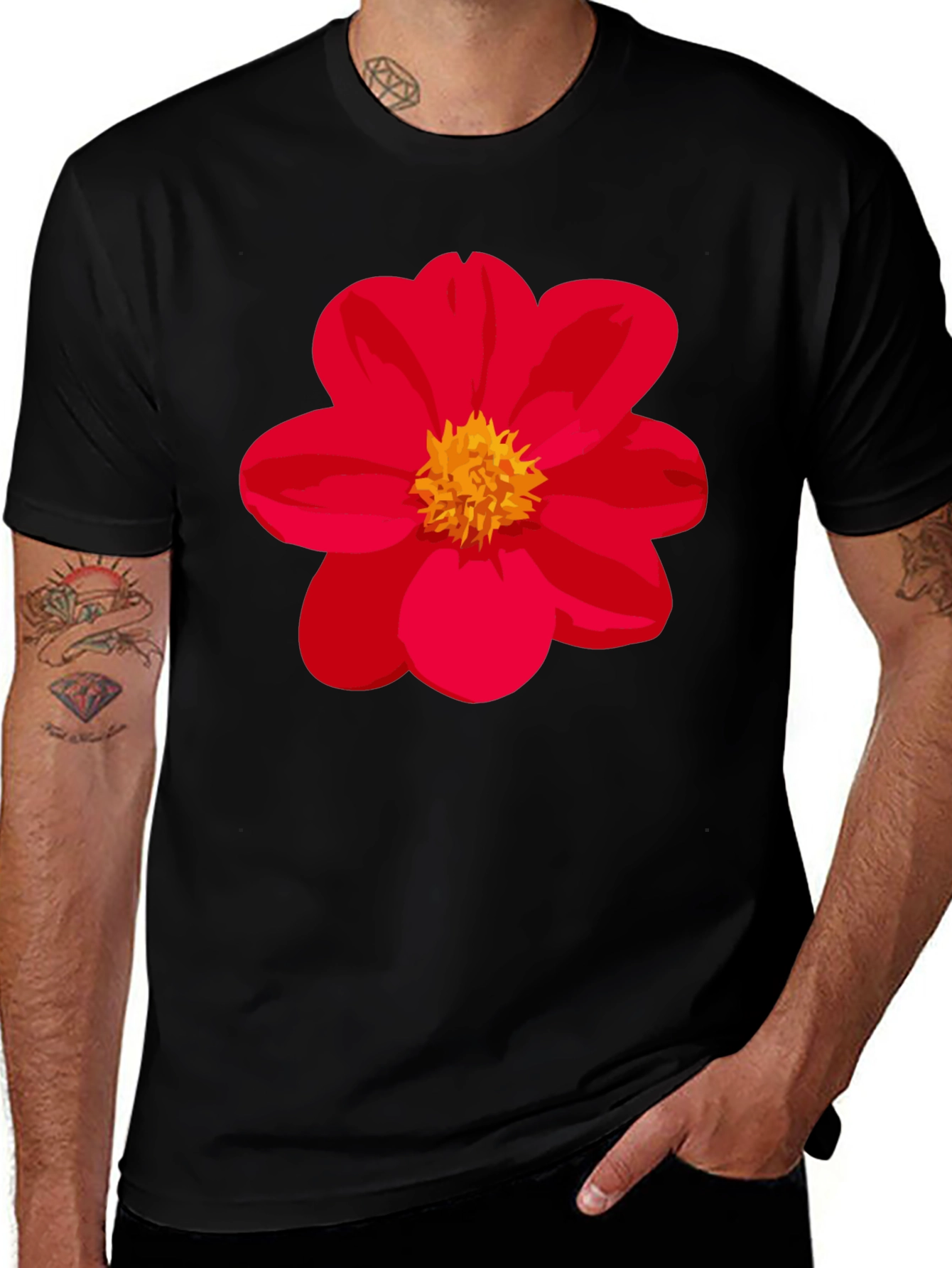 Floral Graphic Tee - Bold Red Flower Shirt