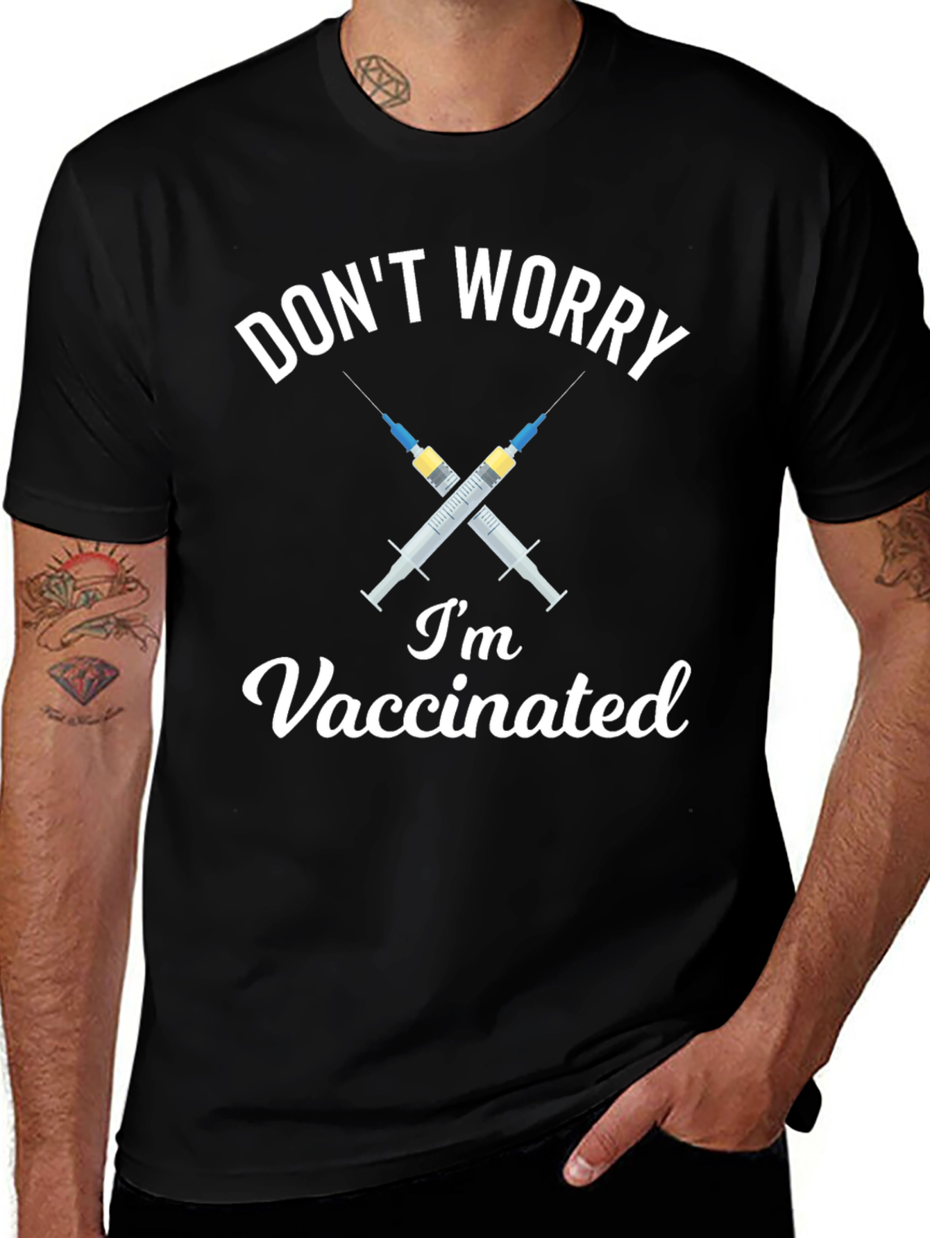 Dont Worry Im Vaccinated Black T-Shirt
