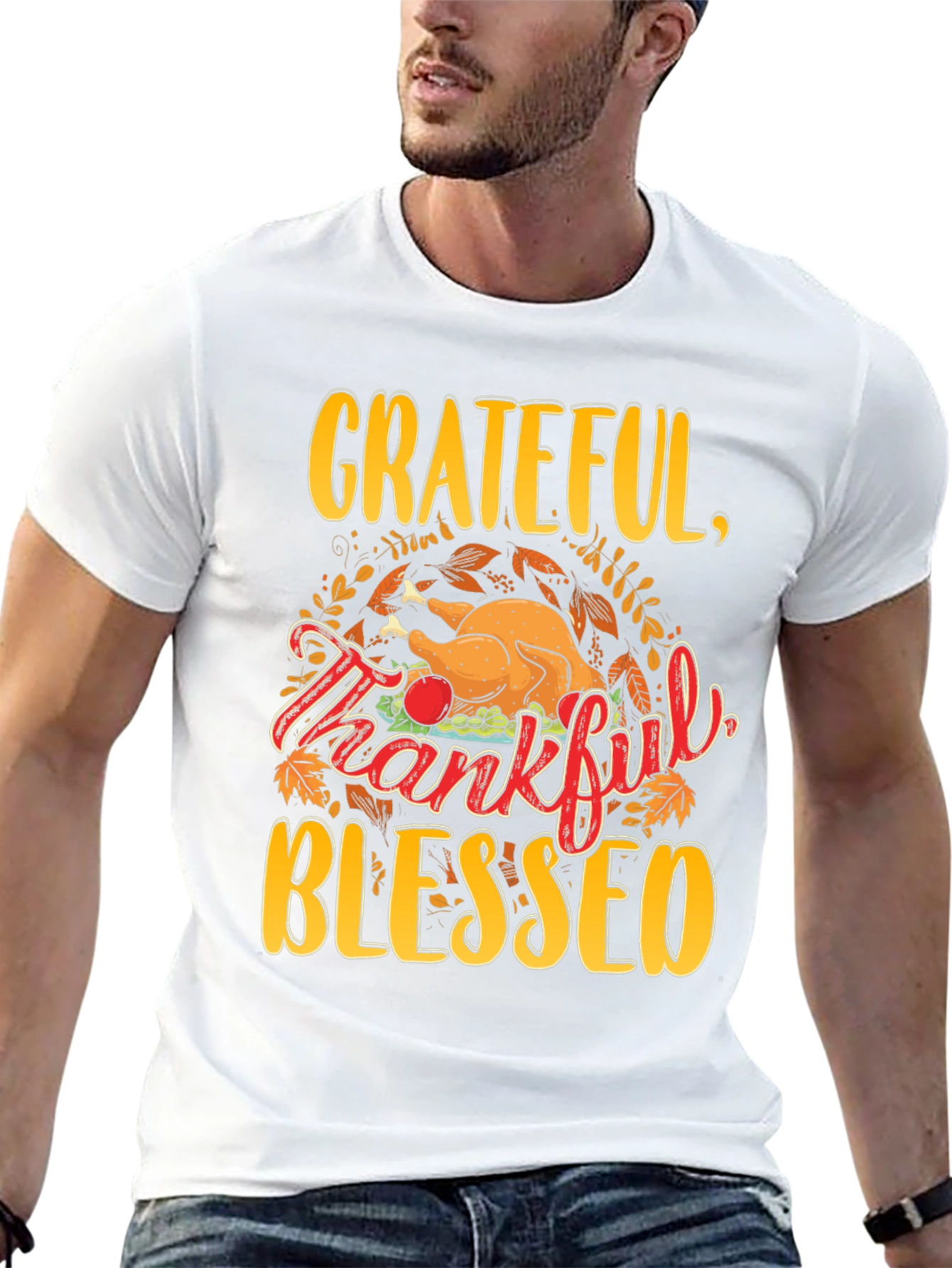 Grateful Thankful Blessed Thanksgiving T-Shirt