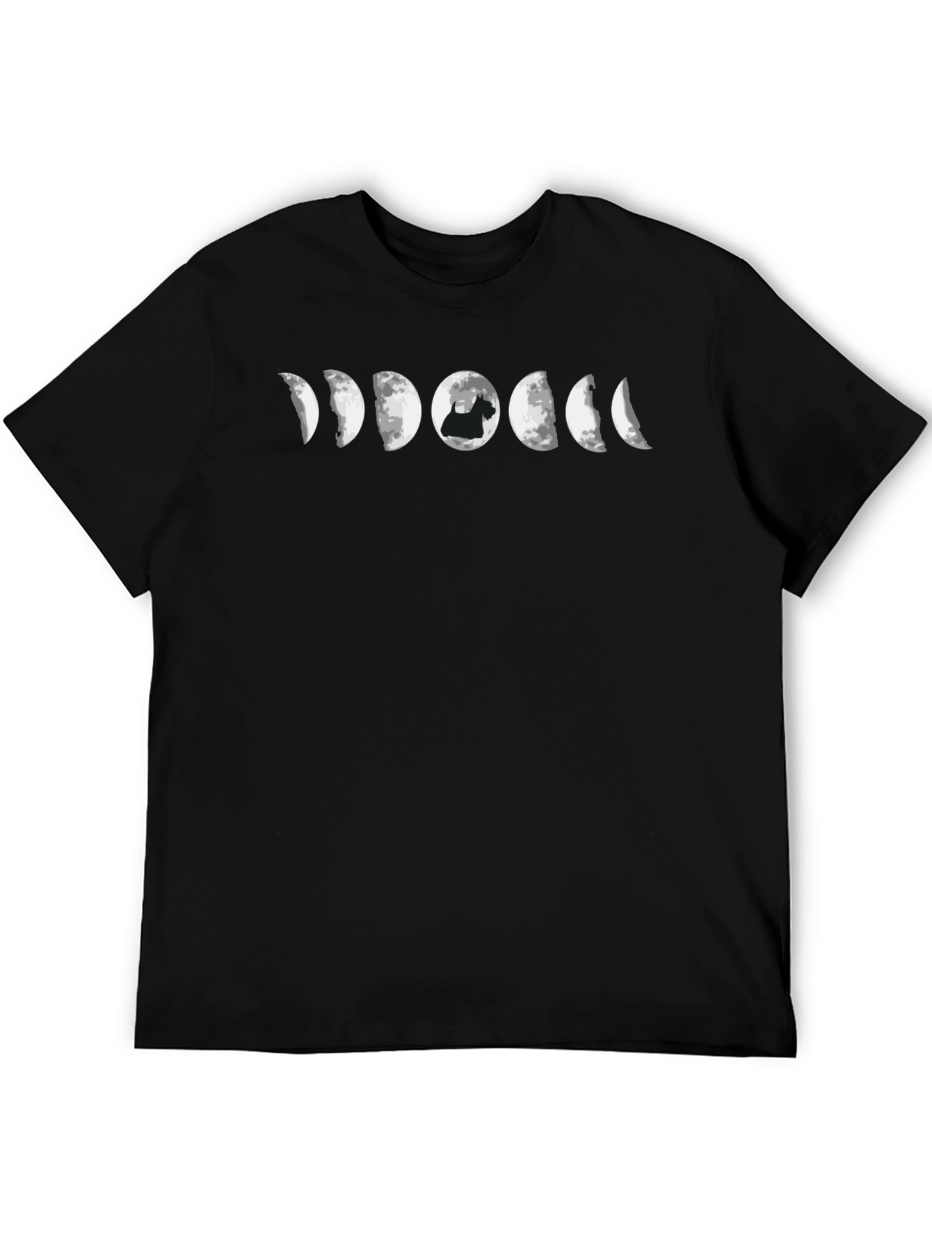 Moon Phase Dog T-Shirt - Black