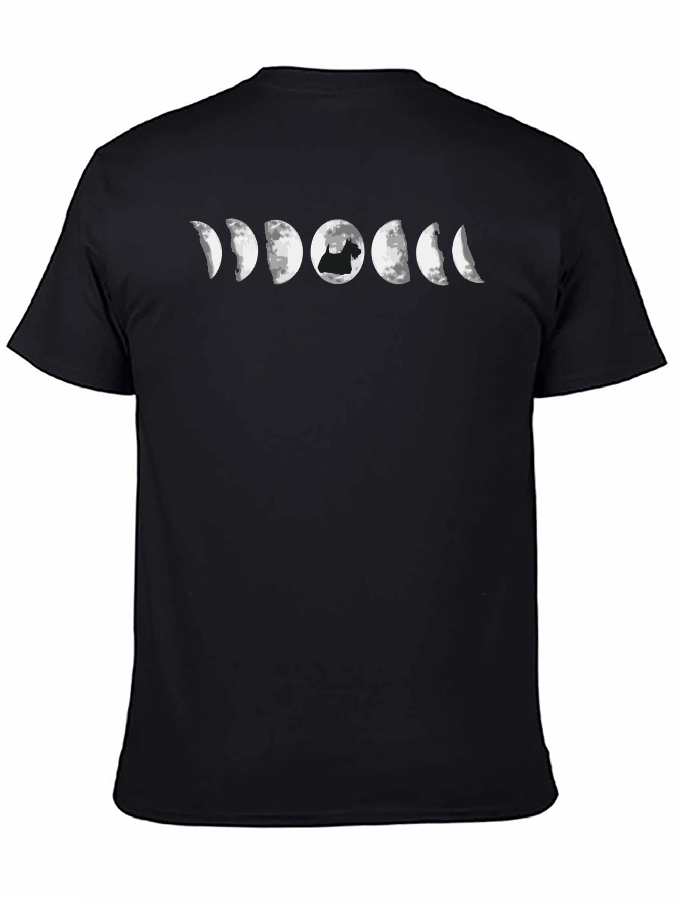 Moon Phase Dog T-Shirt - Black